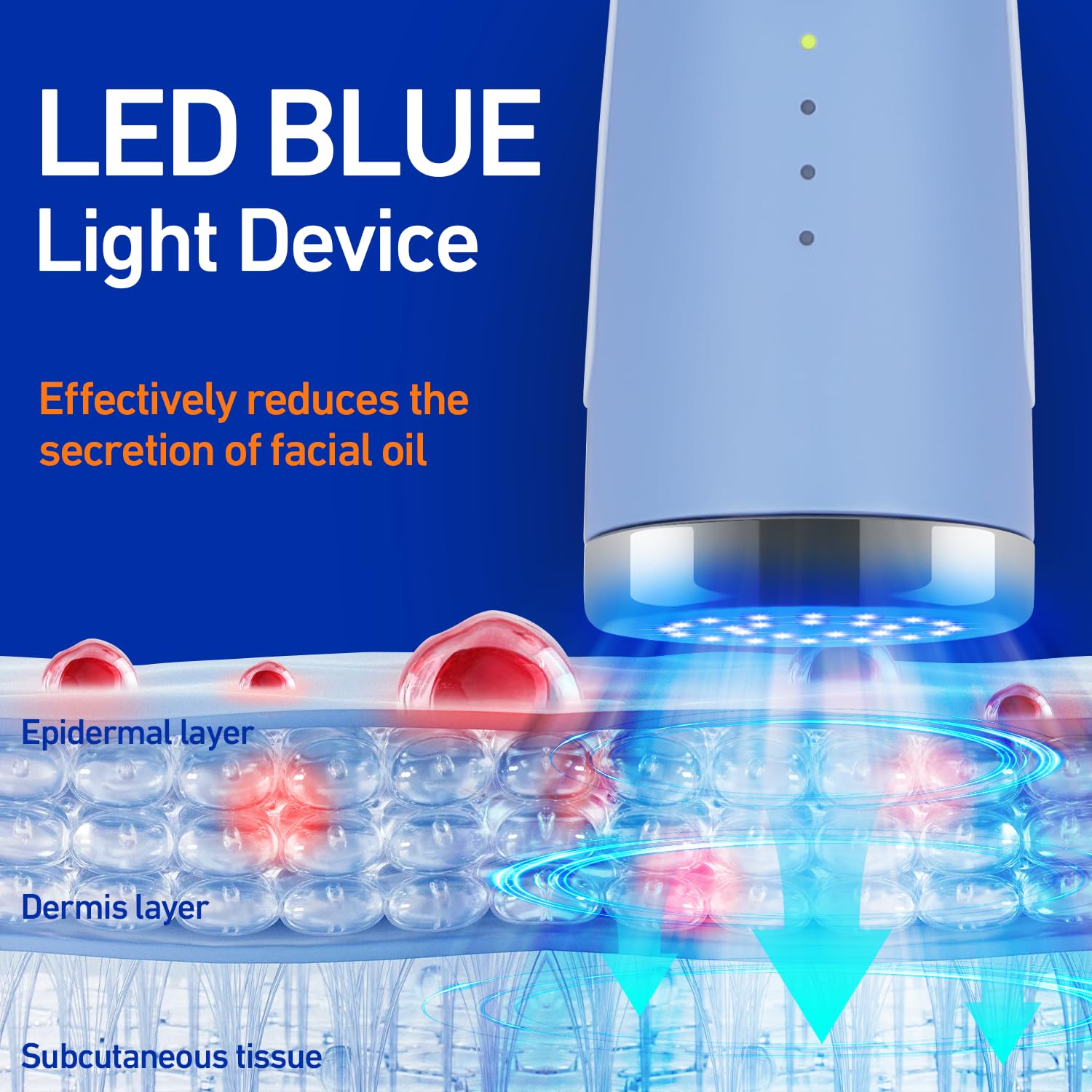 ANSIOVON Blue Light Therapy Device for Acne Spot Treatment - LED Acne Blue Light Therapy Wand for Face - Medaid International
