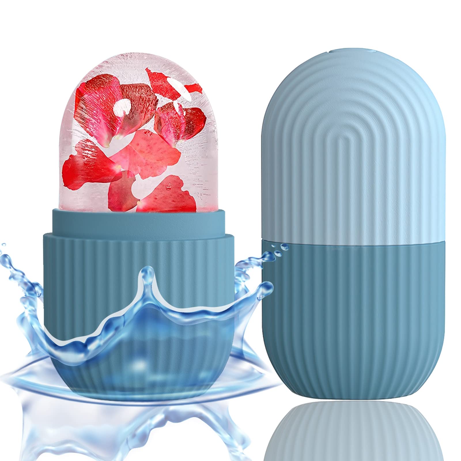XHJRI Ice Face Roller Massager,Ice Cube Roller for Face, Eyes and Neck Naturally Conditioning and Skin Care,De-Puff Eye Bags,Reduce Migraine Pain,Reusable Massage Silicone Ice Mold (Blue) - Medaid International