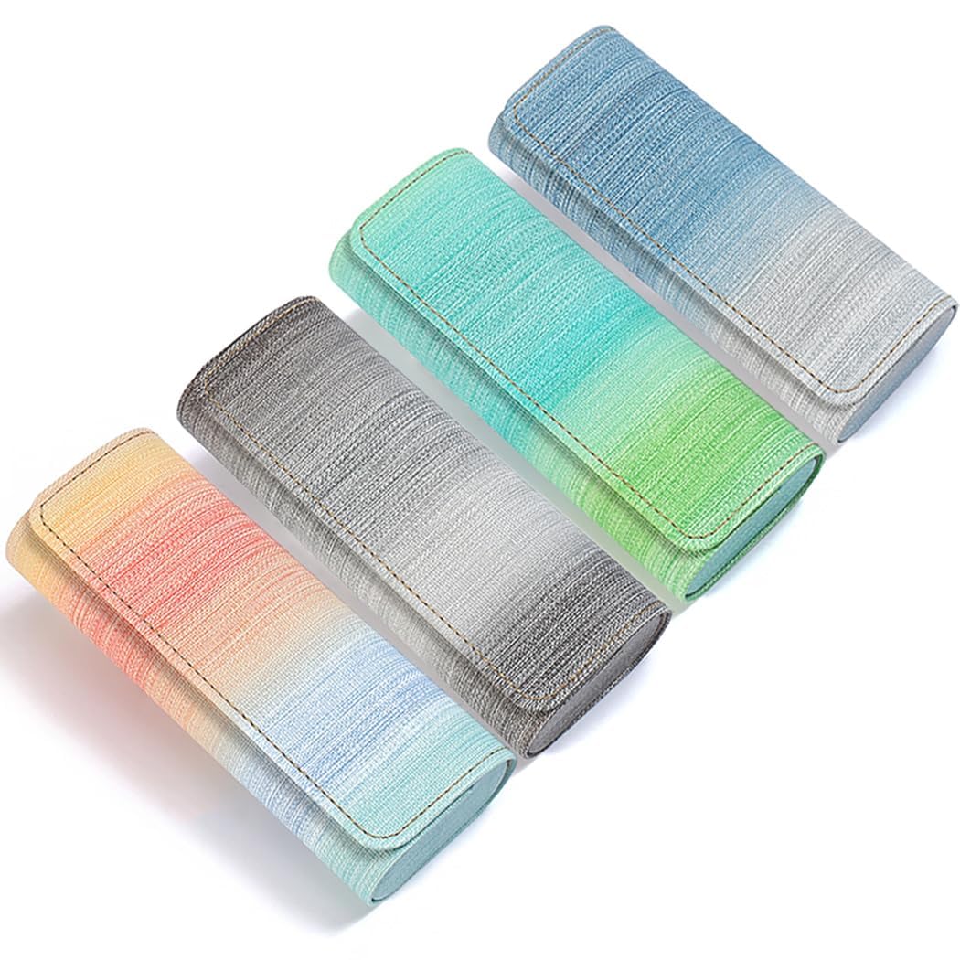 TERRIFI 4 Pack Eyeglasses Sunglasses Case, Portable Eyewear Organizer Pouch Bag, Hard Shell Eyeglasses Case for Men Women (Multicolor)