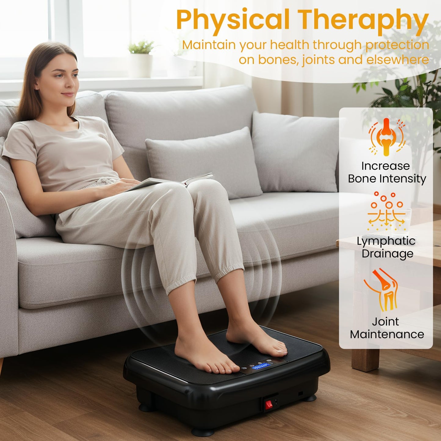 TISSCARE Vibration Plate Exercise Machine Mini Vibrating Plates for Sedentary Users, Helpful for Lymphatic Drainage and Weight Loss, 400Lbs Capacity Full Body Power Shake Workout Platform for Home