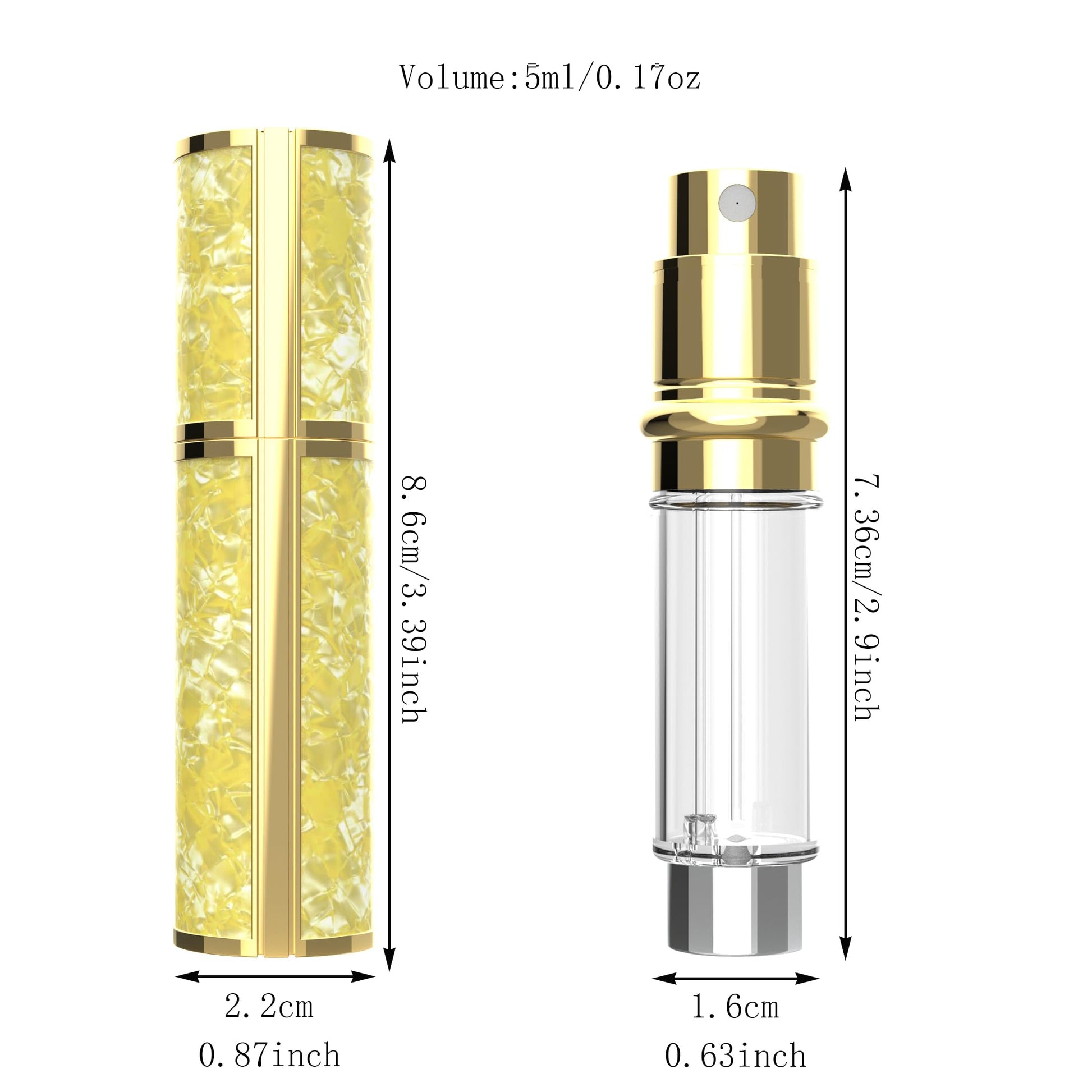 Furio Refillable Perfume Bottle Atomizer for Travel, Portable Easy Refillable Perfume Spray Pump Bottle for Men and Women with 5ml/0.17oz Pocket Size for F901 (8), 2.2*8.6 - Medaid International
