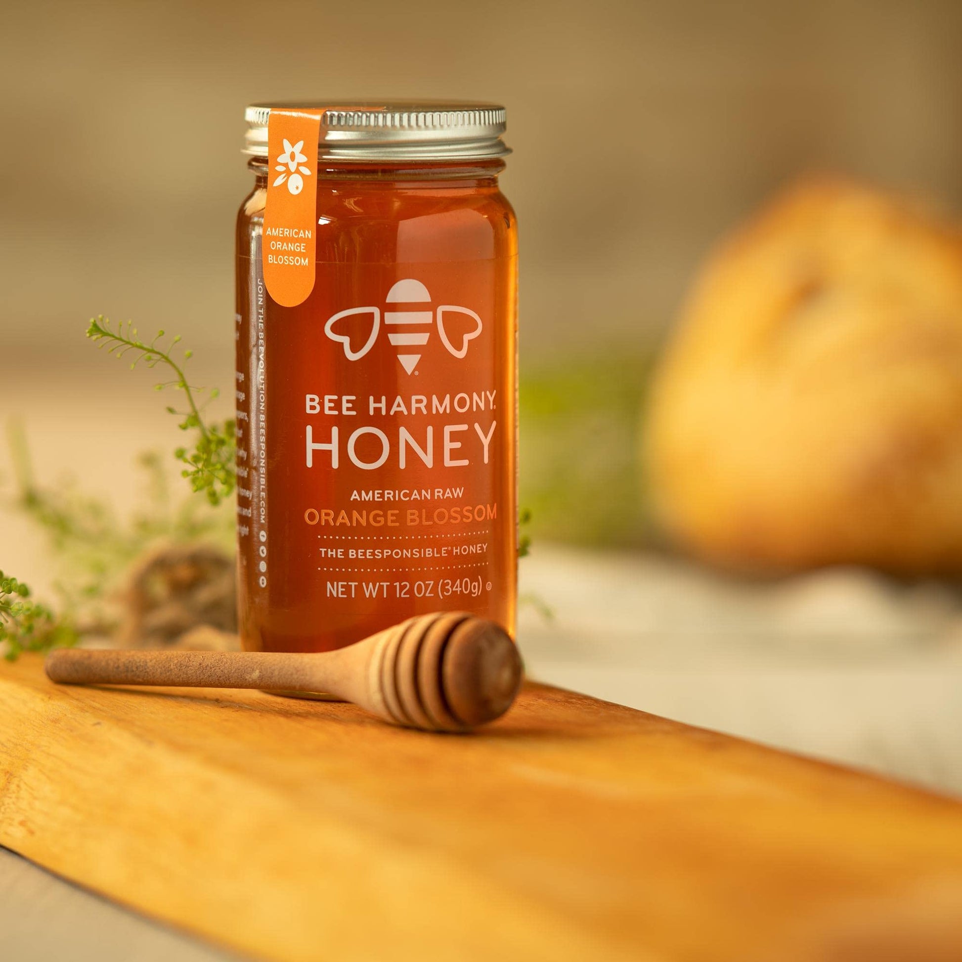 Bee Harmony American Raw Orange Blossom Honey, 12 Ounce - Medaid International