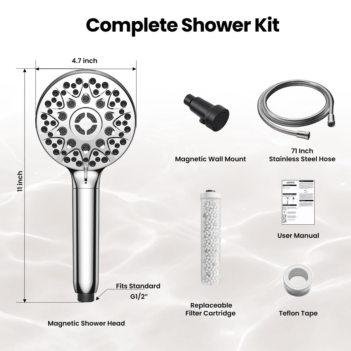 JOMOO Magnetic Shower Head with Handheld, Filtered, High Pressure, 7 Modes