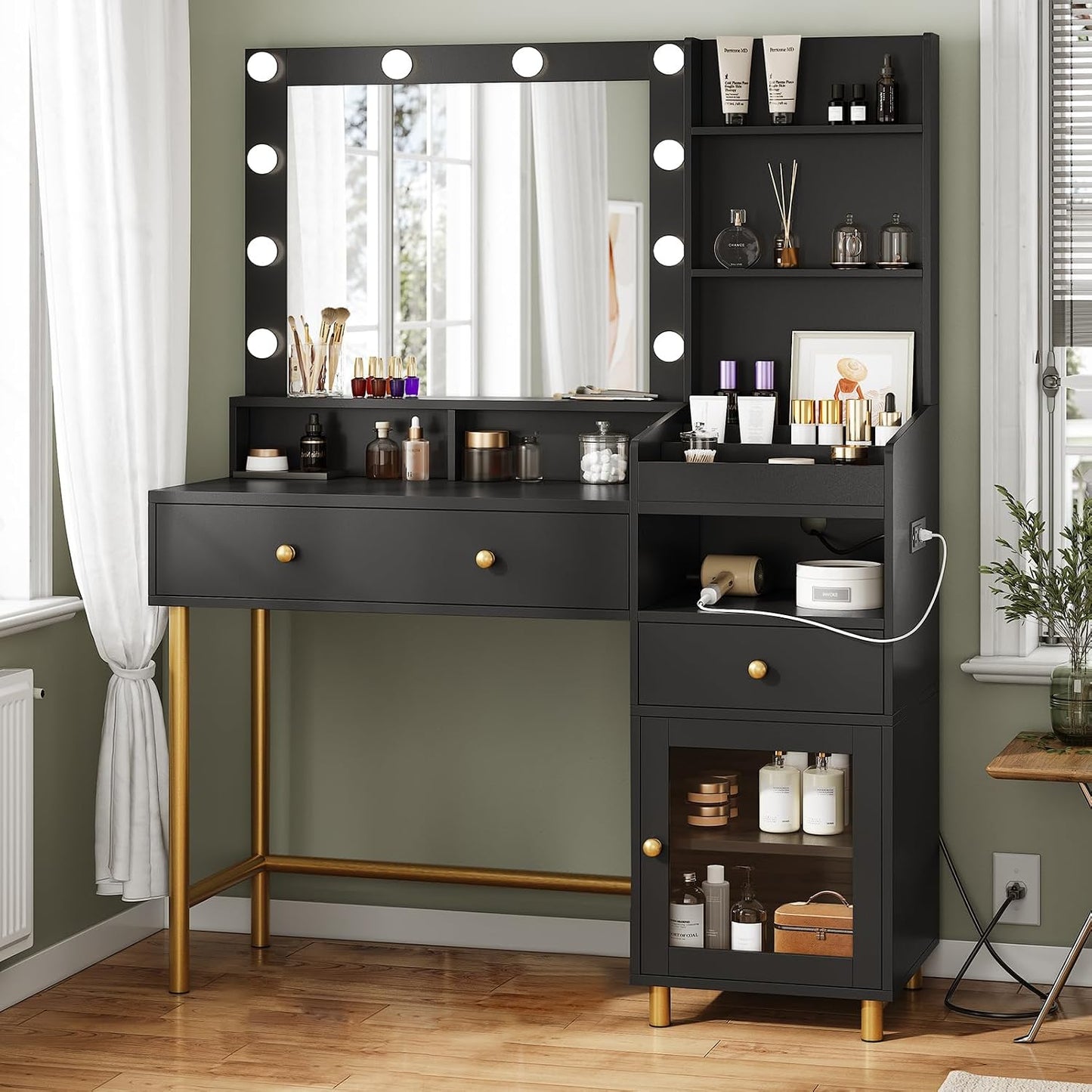 AOGLLATI Dressing Table with LED Mirror Light