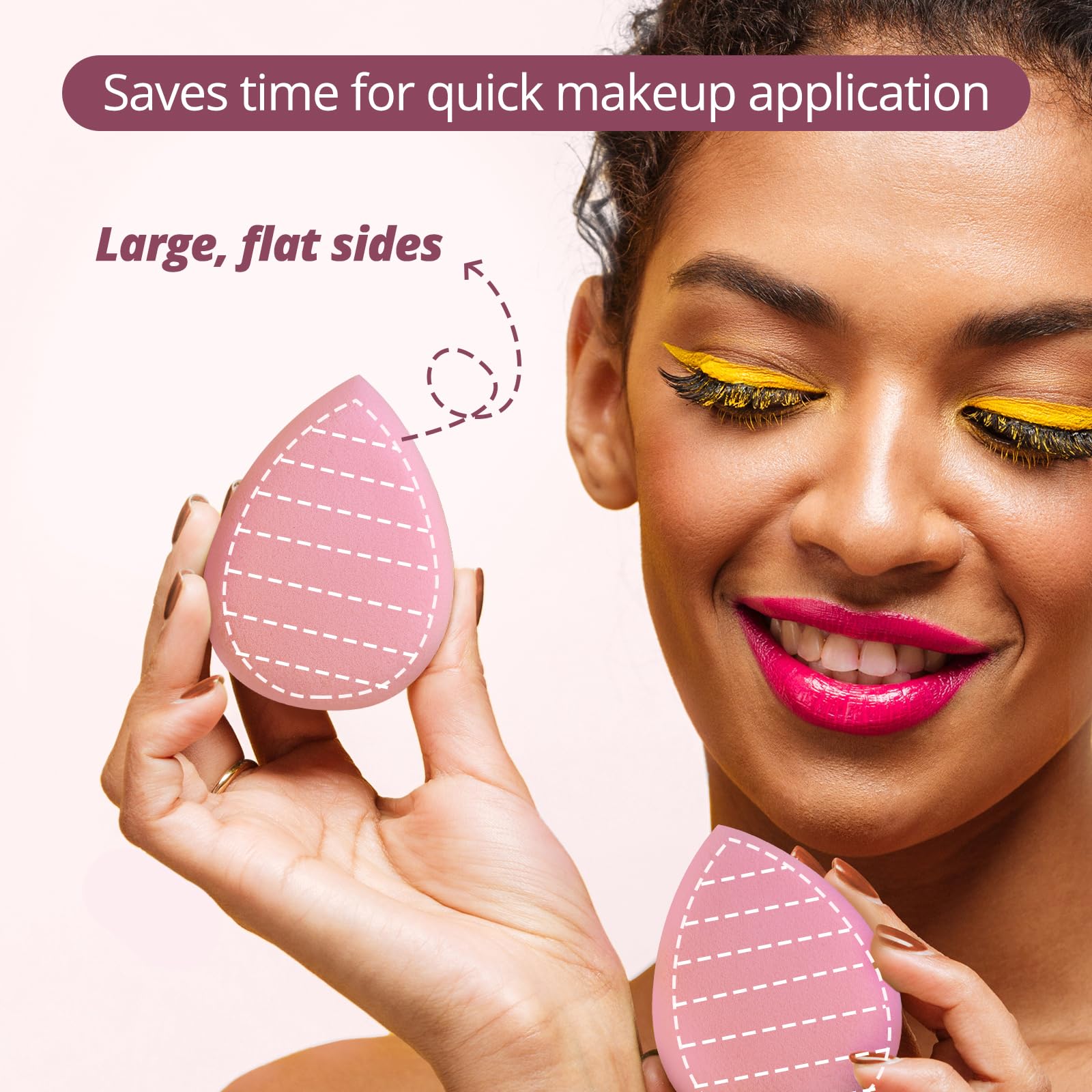 BEAKEY Flat Duo Patented Makeup Sponge Set of 2, Latex Free Pink Beauty Sponge for Foundation and Powder Application, Soft Blending Sponges, Large Flat Design, BeautyTools for Makeup Lovers - Medaid International