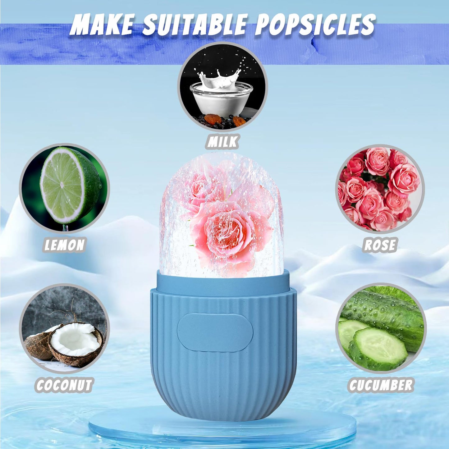 Joyeee Ice Face Roller, Reusable Silicone Mold Face Massage Eye Facial Beauty Skin Care Tools Apply Ice for Shrink Pores Anti Wrinkle Reduce Puffiness Improve Skin Elasticity, Striped - Medaid International