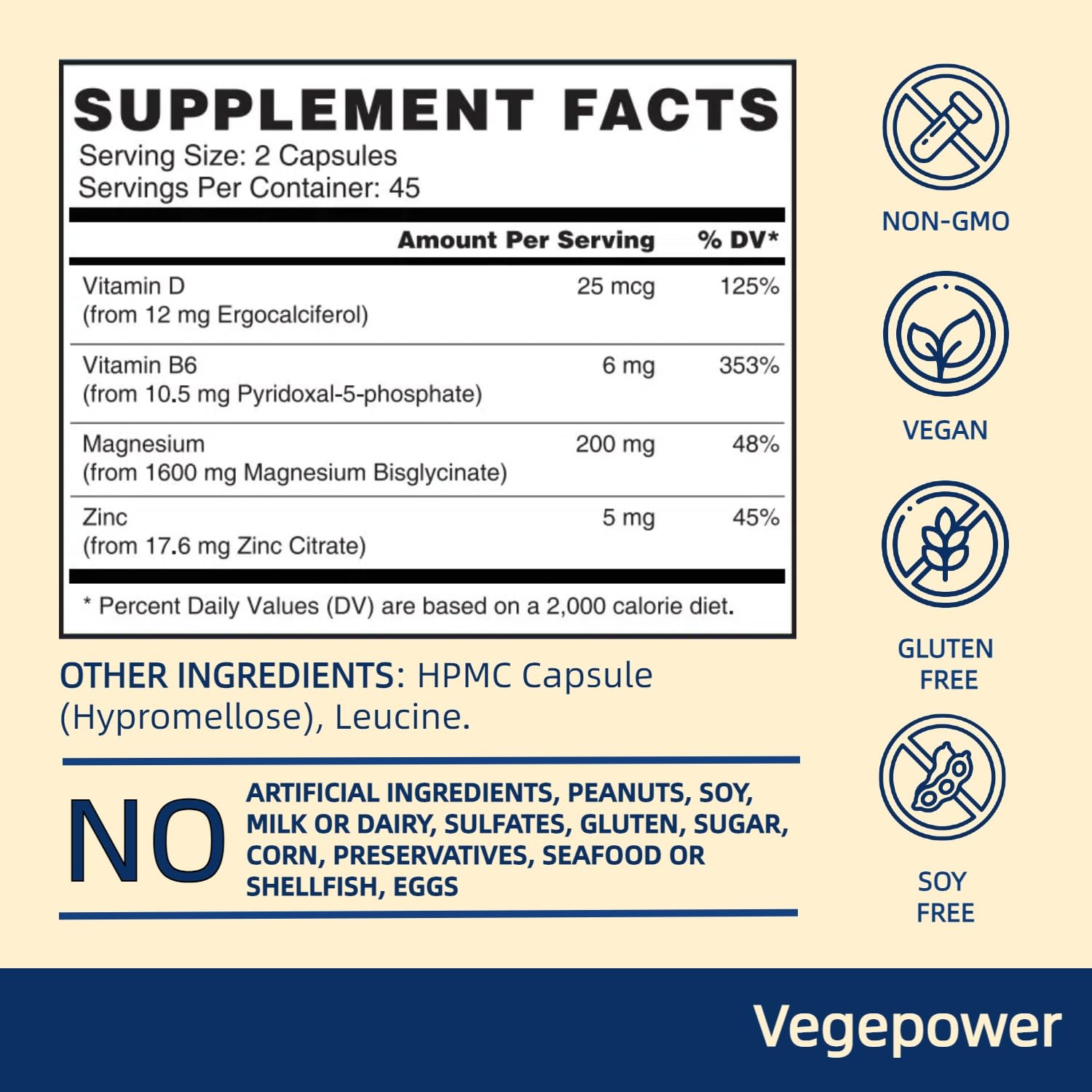 Magnesium Glycinate 200mg, High Absorption Vegan Magnesium Supplement, Fully Chelated Magnesium Zinc Vitamin D & B6, Magnesium Bisglycinate for Sleep, Bone & Muscle Health, Nerve, Non-GMO, 90 Capsules - Medaid International