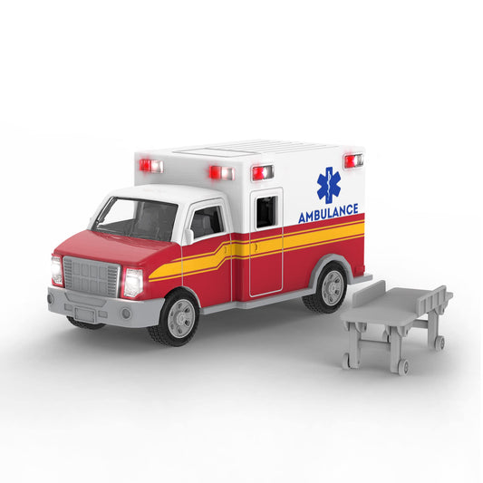 DRIVEN by Battat Micro Ambulance Toy Truck with Lights and Sound, Trucks