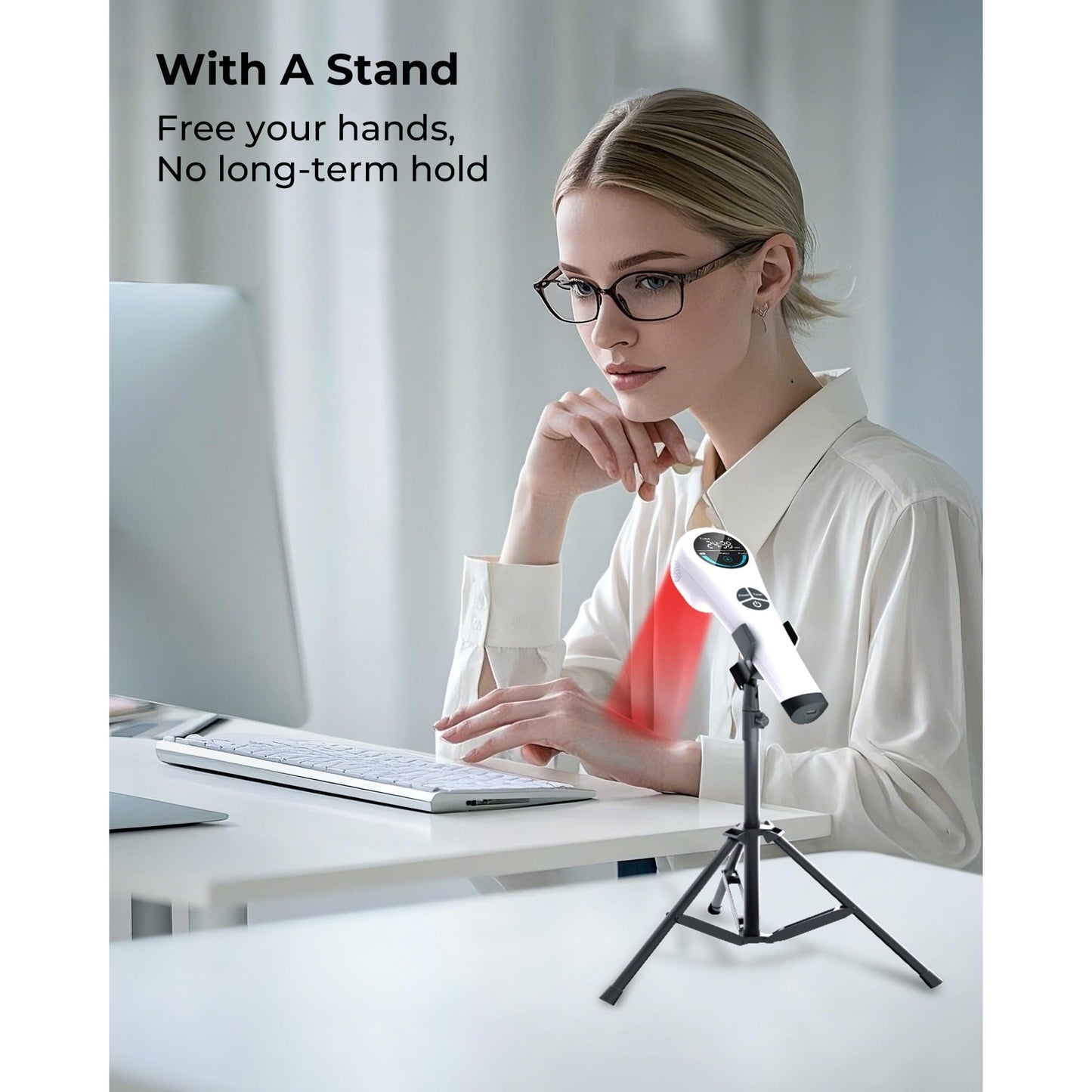 Zelvory Cold Red Light Therapy Device with Stand, Infrared Light Therapy Wand Targets Sore Muscles & Joints Issues, Hand-held lllt Low Level Pain Relief Machine (4 * 808nm+14 * 650nm) - Medaid International