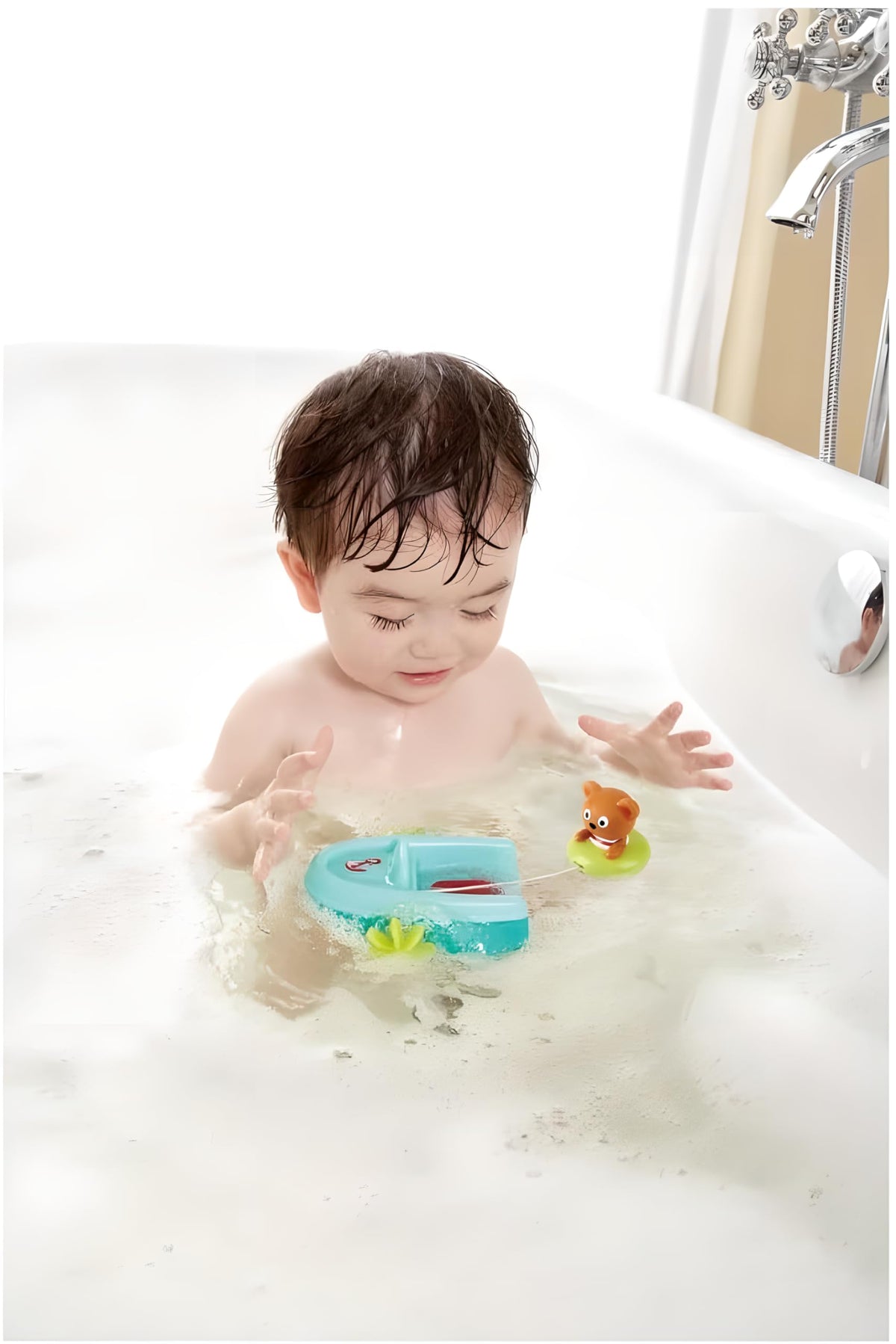 Hape Hape, Tubing Pull Back Boat, Bath Toys, Multicolor, Ages 18 months up