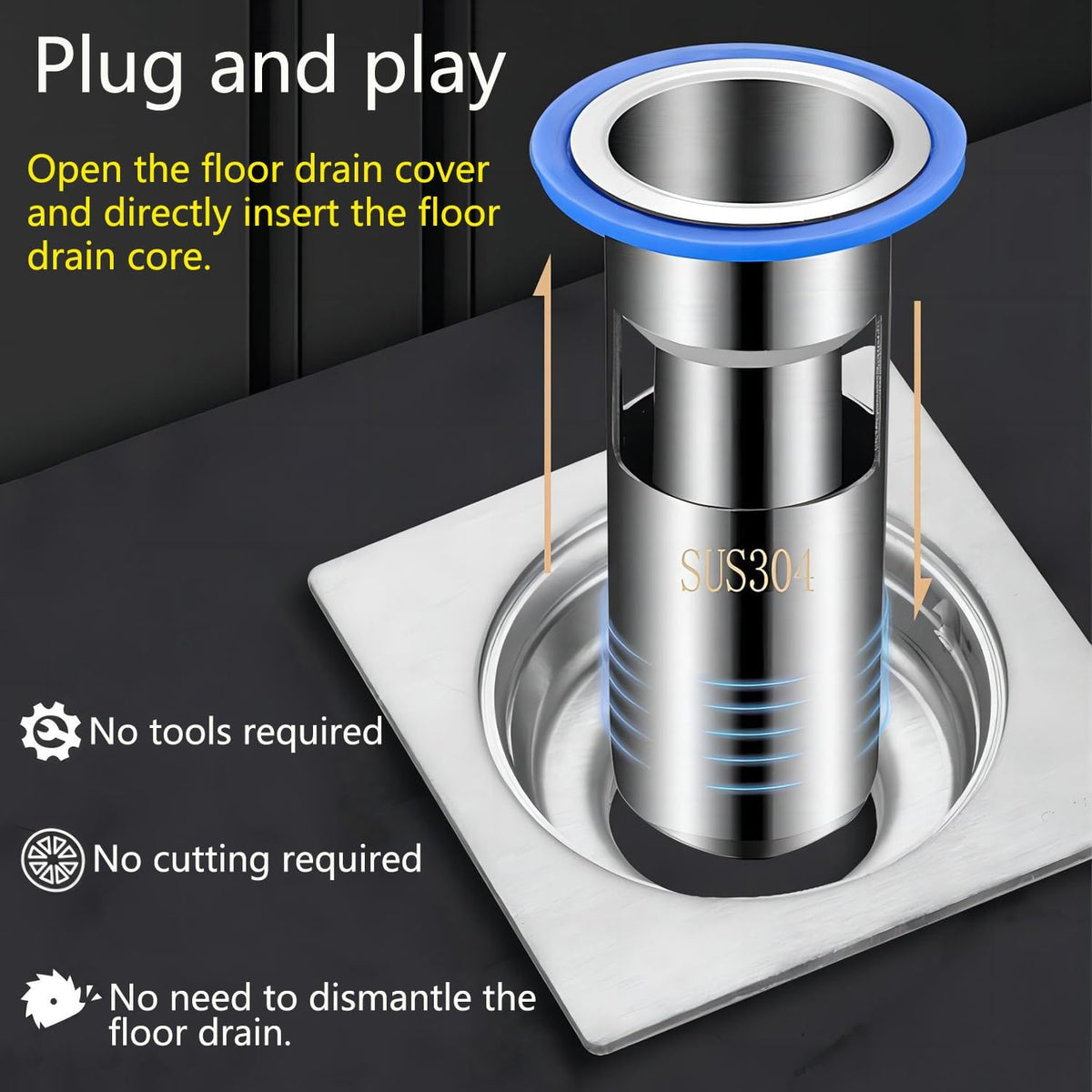 TERRIFI 304 Stainless Steel Odor Proof Floor Drain Core, Sewer Anti-Odor Cover Sealing Ring, Floor Drain Backflow Preventer, Suitable for Kitchen Bathroom(32mm)