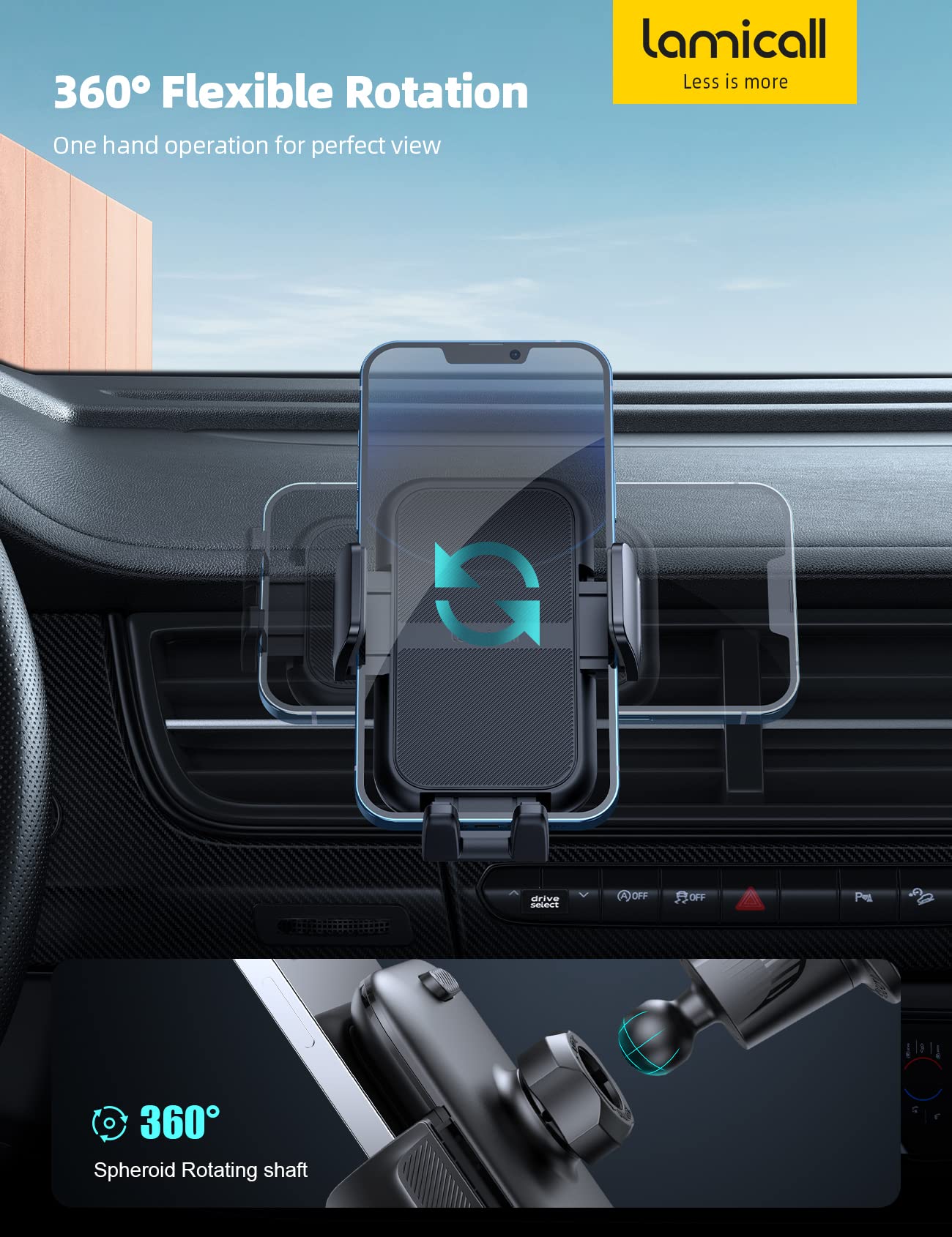 Lamicall Phone Holder Car Vent and Foldable Phone Stand for Desk - Medaid International