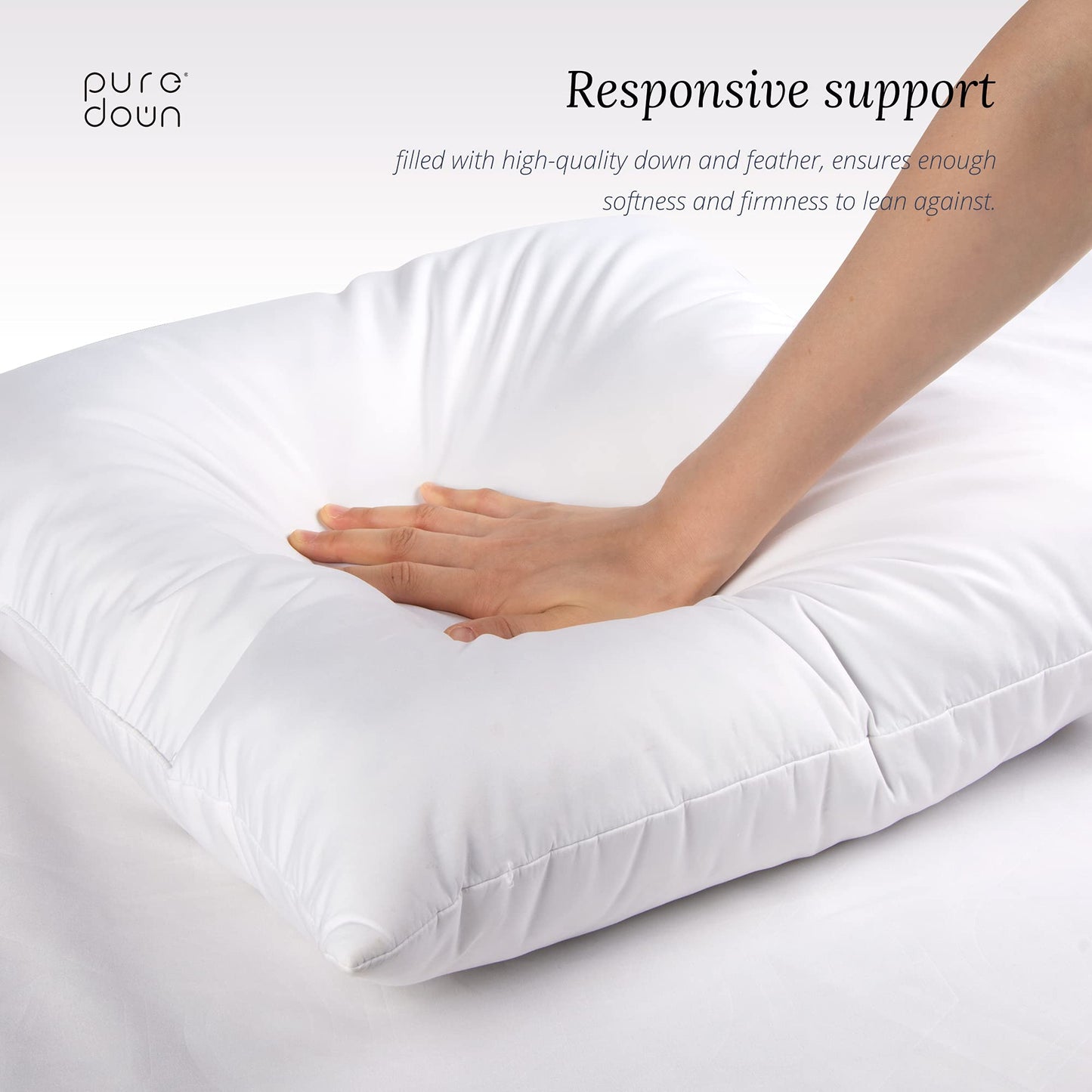 puredown® 18 x 18 Decorative Feather Down Throw Pillow Inserts (Set of 2, White) for Sofa, Couch, Bed, Machine Washable - Medaid International