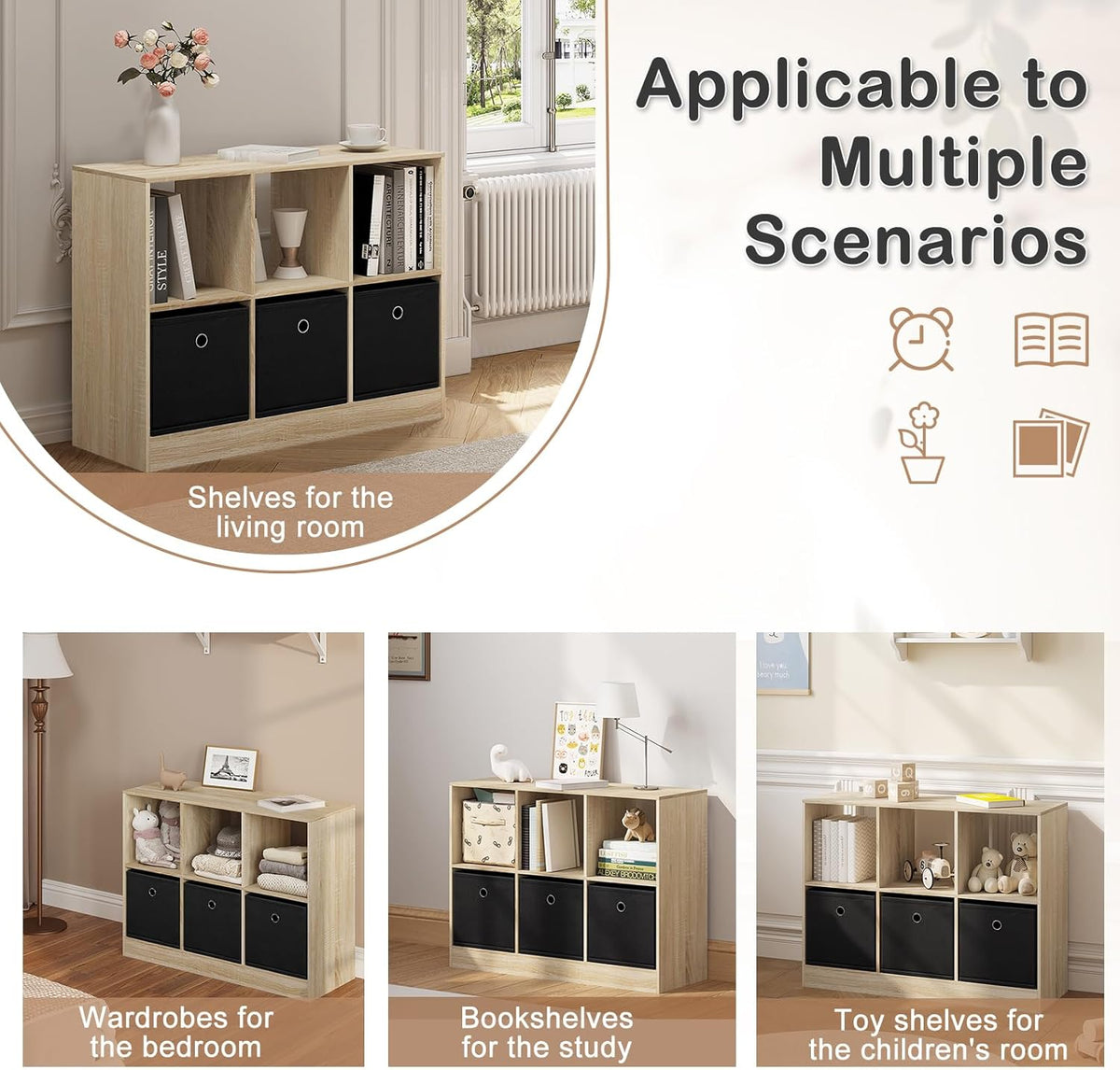 WOLTU Bookcase with 6 Cubes (SK033HEI)