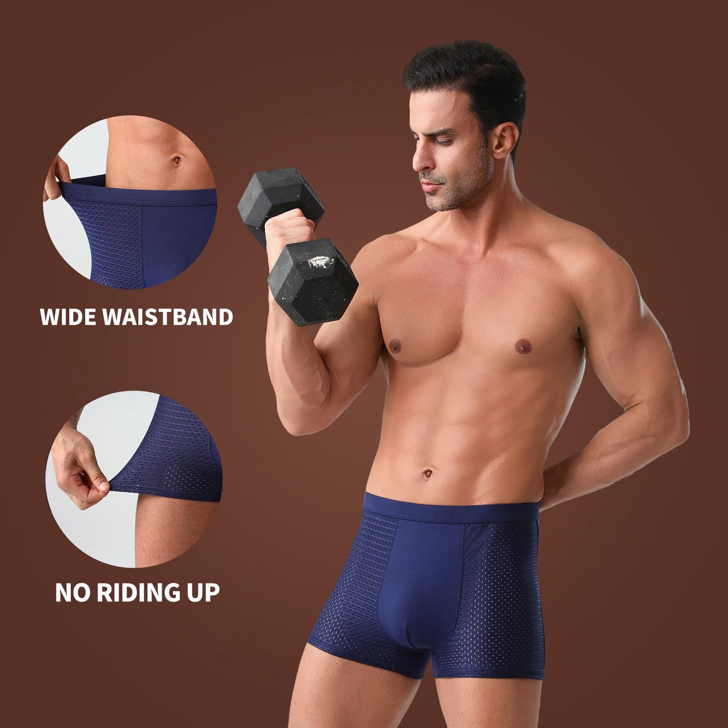 HOPETLA Upgrade Bamboo Boxer Briefs Breathable Mens Underwear Soft Comfortable Moisture- Wicking with Pouch Underwear for Men 5 Pack(Large) - Medaid International