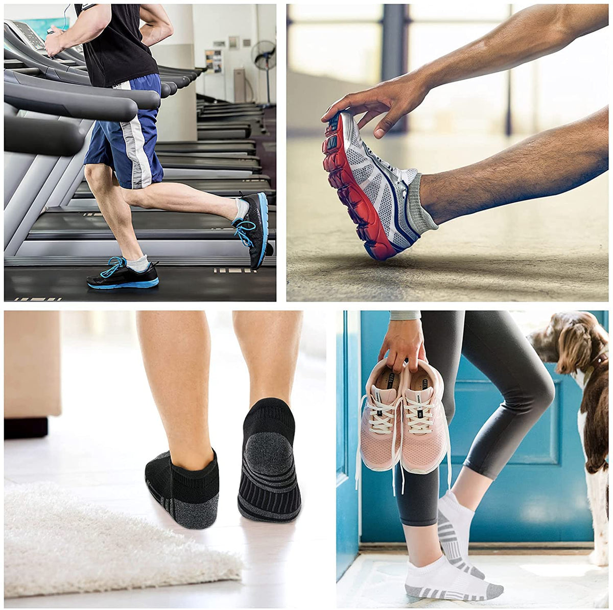 KASTWAVE Athletic Running Socks, Ankle Socks Low Cut Athletic Cushioned Running Tab Socks 6 Pack, Cushioned Breathable Low Cut Sports Tab Socks for Men and Women