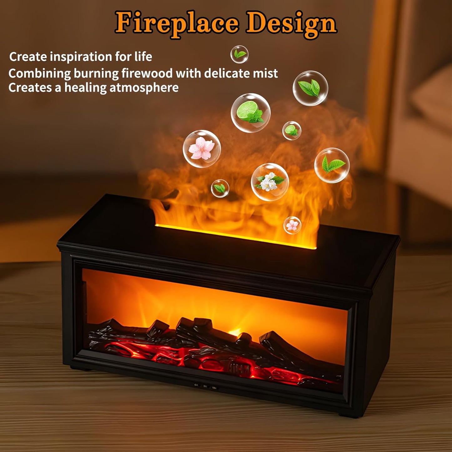280ml Simulated Charcoal Fireplace Aroma Humidifier
