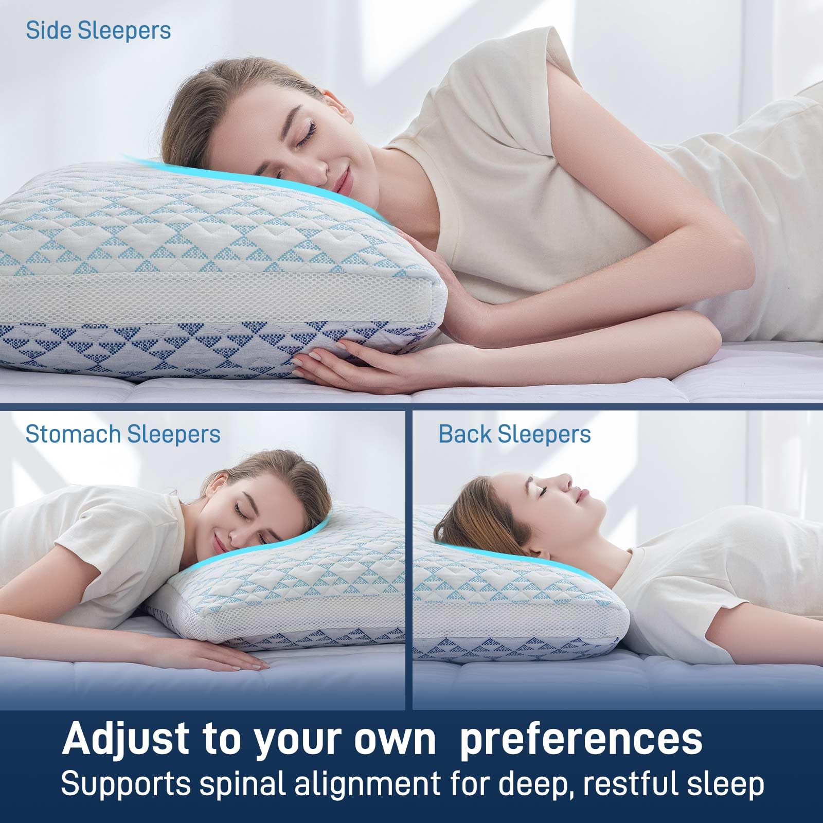 Shredded Memory Foam Cooling Soft Bamboo Viscose Pillows King Set of 2, Adjustable Hypoallergenic Hotel Quality Bed Pillows for Side, Back and Stomach Sleeper, Oeko-TEX Certified - Medaid International