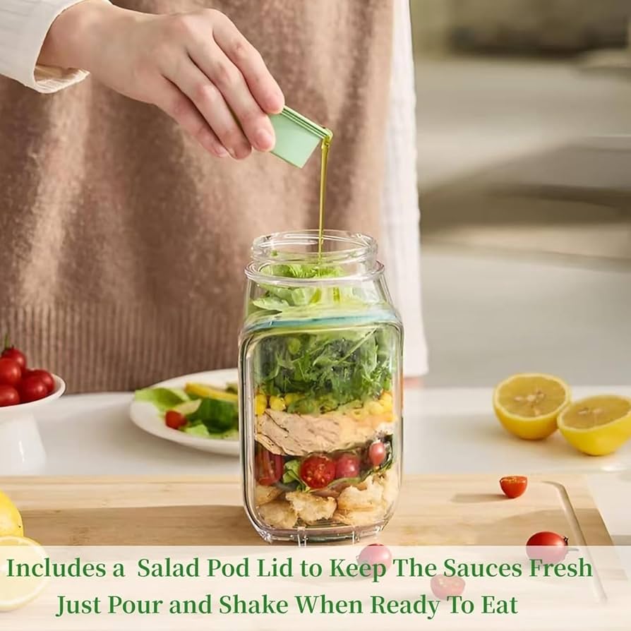 Salad Pod With Leakproof Jar Lid