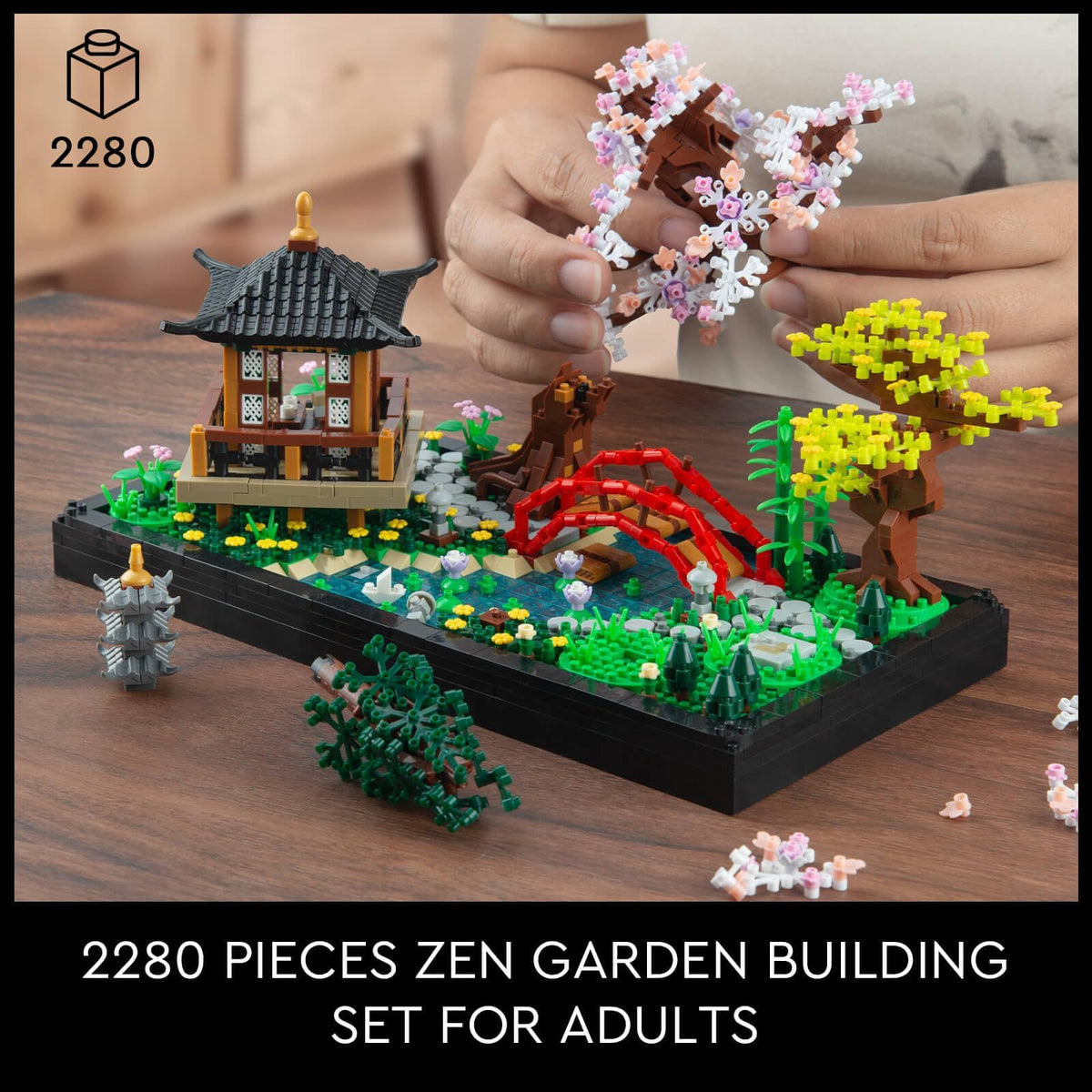 KASTWAVE Cherry Blossom Bonsai Tree Building Set, Creative Japanese Tranquil Zen Gardens, Sakura Flowers and Plants Display Model Gift for Adults Teens 14+ (2280 PCS)