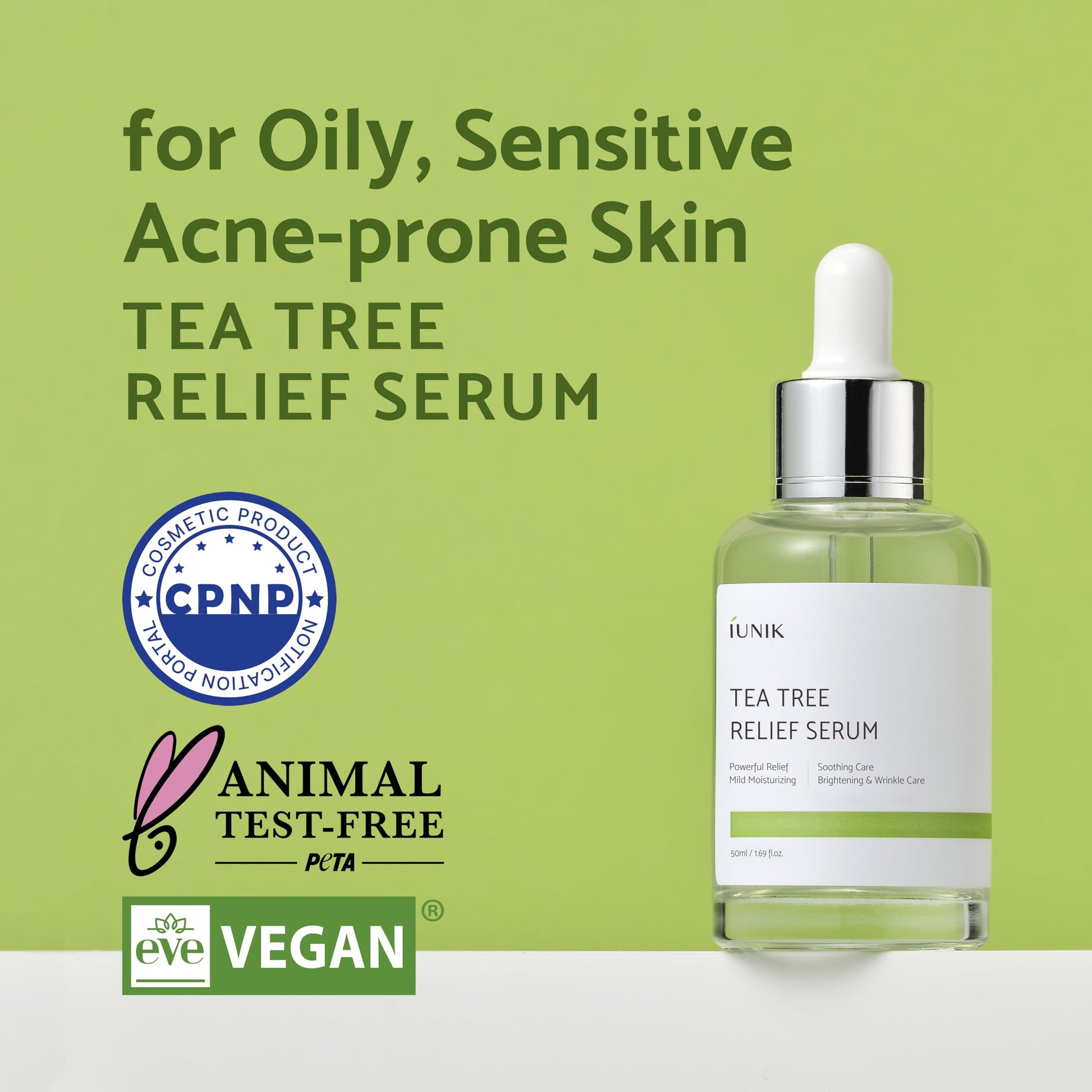 IUNIK Centella Calming Gel Cream & Tea Tree Relief Facial Serum Vegan Non-Sticky Moisturizing Blemish Care for Clear & Balanced Skin Soothing Calming Irritated & Acne-prone Skin Korean Skincare - Medaid International