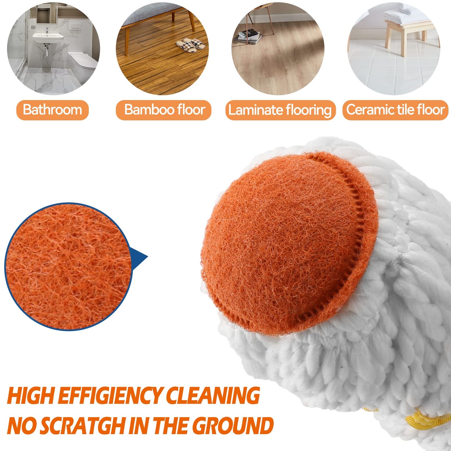 KeFanta Self-Wringing Twist Mop for Floor Cleaning, Long Handled Microfiber Floor Mop with Top Scouring Pad for Kitchen, Hardwood, Restaurant, Bathroom, Garages, Warehouses, Office,57-inch - Medaid International