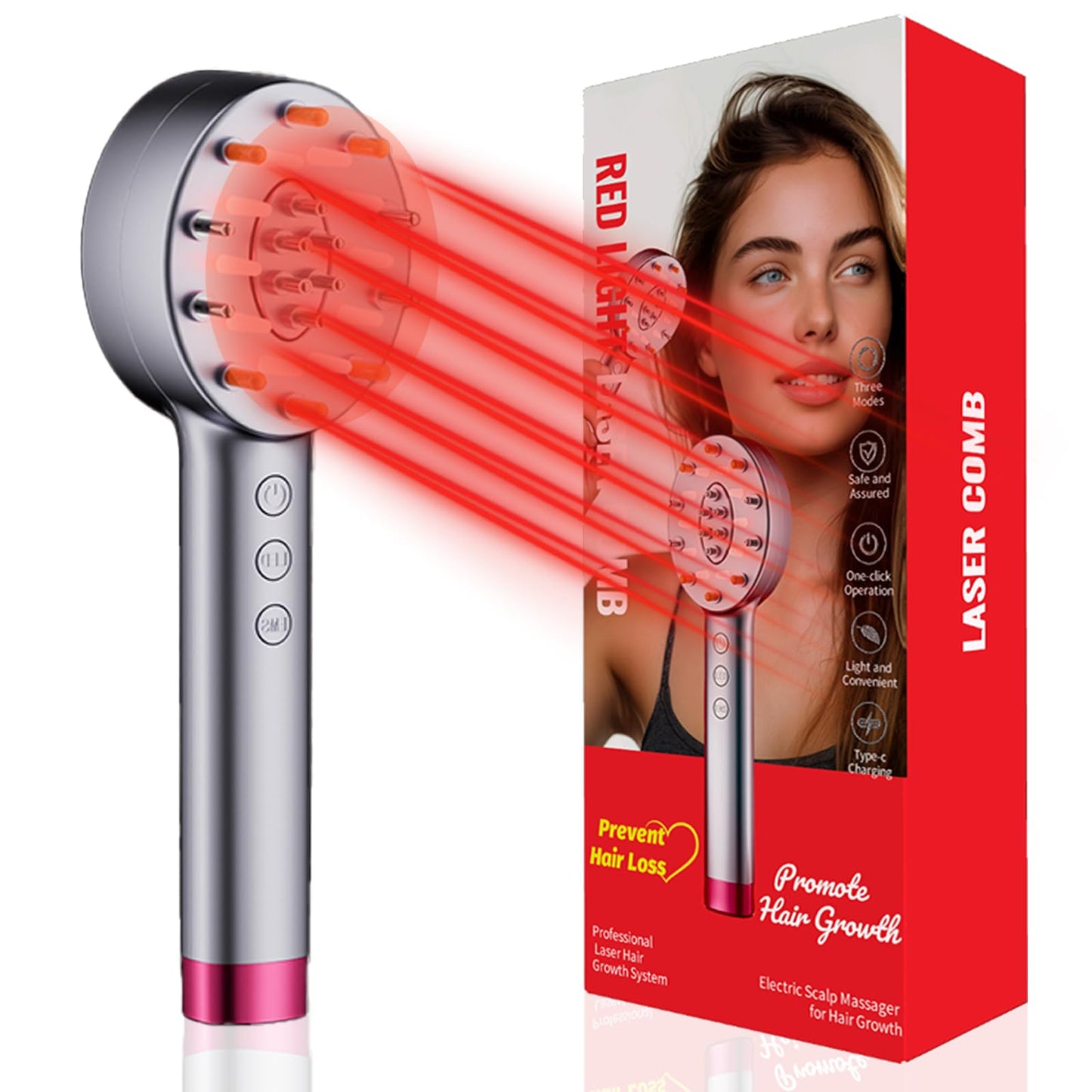 Laser Hair Growth Comb, Laser Comb Laser Hair Growth Device Electric Scalp Massager for Hair Growth,Stimulates Hair Growth Comb Brush Thinning Hair Treatment Laser Therapy Comb - Medaid International