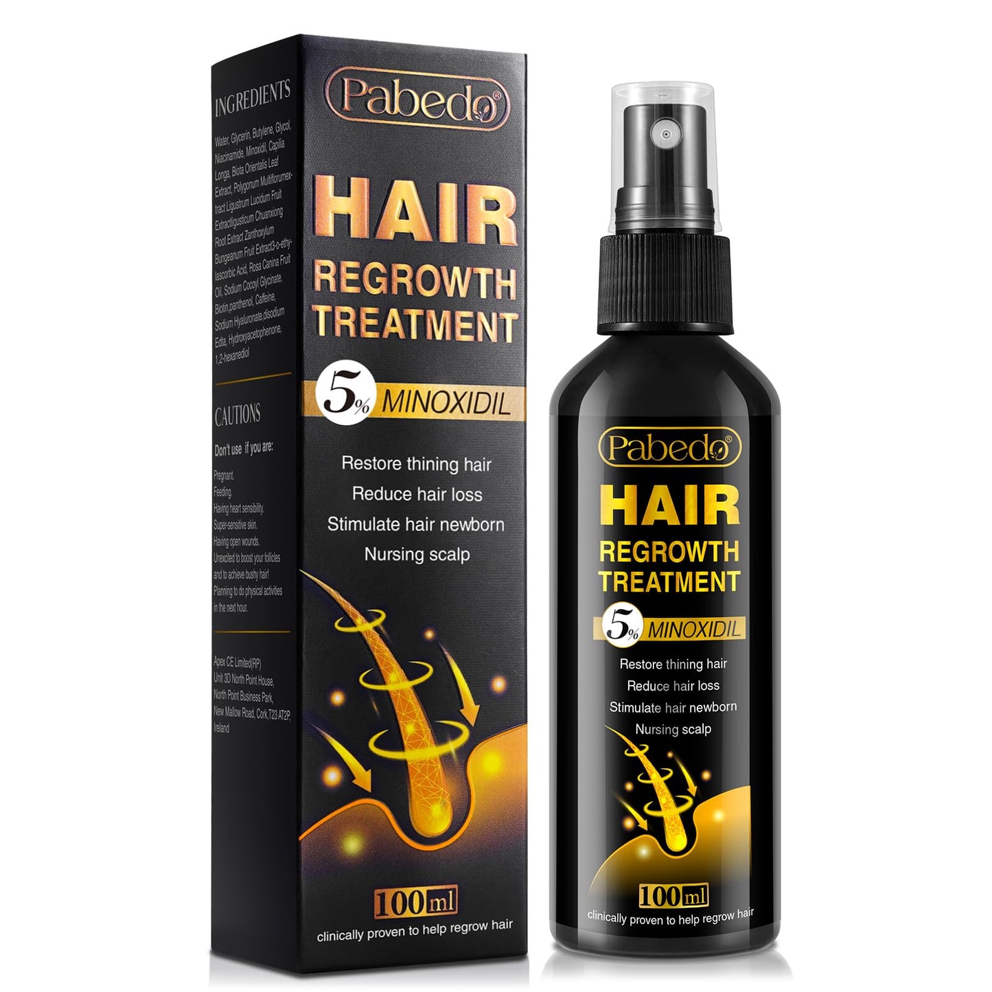 5% Minoxidil for Men and Women Hair Growth Serum - Castor Oil & Biotin Hair Growth Spray Hair Regrowth Treatment for Scalp Hair Loss Hair Thinning For Thicker Longer Fuller Healthier Hair 100Ml - Medaid International