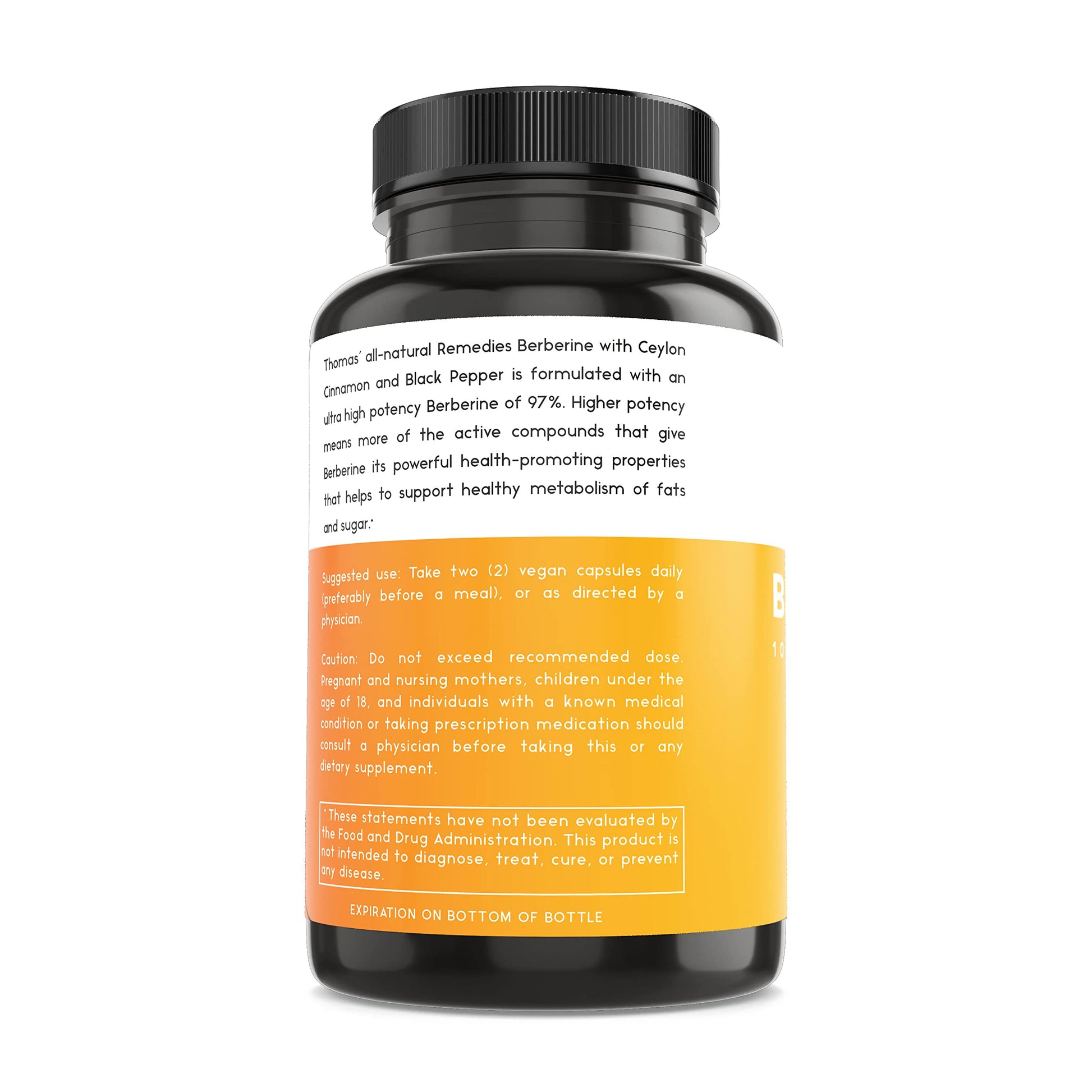 Thomas' all-natural Remedies Berberine 500mg (1000mg Per Serving)- 120 Vegan Capsules- with Ceylon Cinnamon & Black Pepper- Supports Healthy Immune Function & Overall Wellness - Medaid International