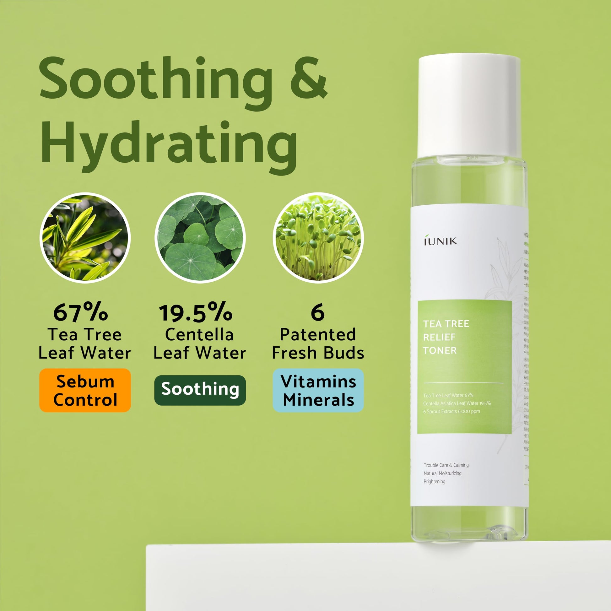 IUNIK Centella Calming Gel Cream & Tea Tree Relief Toner Vegan Moisturizing Hydrating Skincare for Sensitive Oily Acne-prone Skin Breakout Blemish Redness Care Korean Skincare - Medaid International