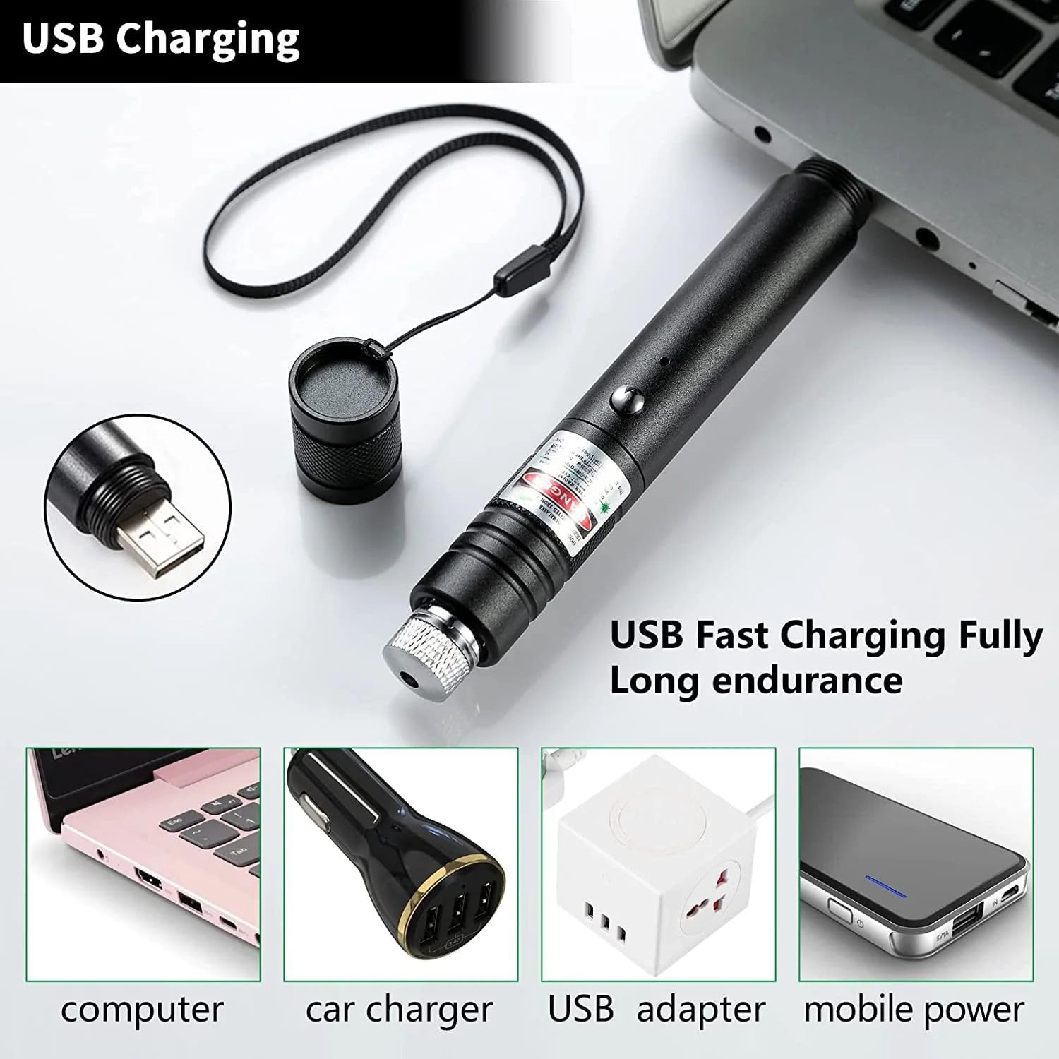 Cyahvtl Laser Pointer, Tactical Flashlights 2000 Metres Green Long Range High Power Handheld Flashlight, Rechargeable Laser Pointer for USB, with Star Cap Adjustable Focus Suitable for Projecto - Medaid International