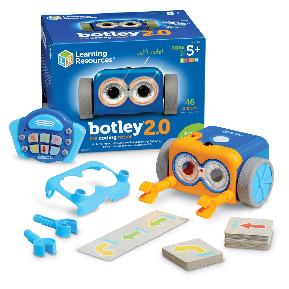 Learning Resources Botley the Coding Robot 2.0-46 Pieces, Ages 5+, STEM Toys, Programming, Electronic Learning, Screen-Free Toys for Kids