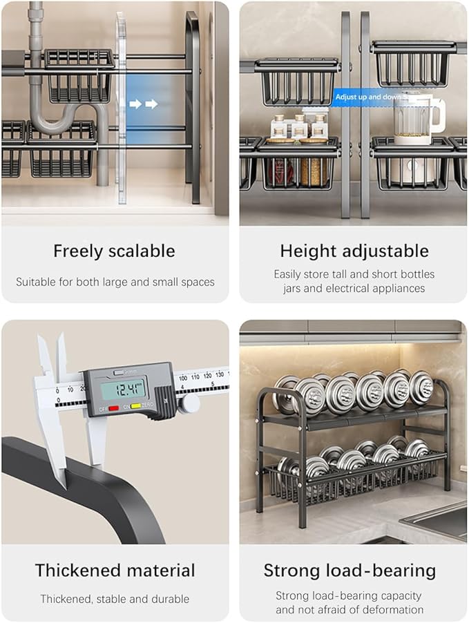 Under Sink Organizer, 2 Tier Bathroom Organizer