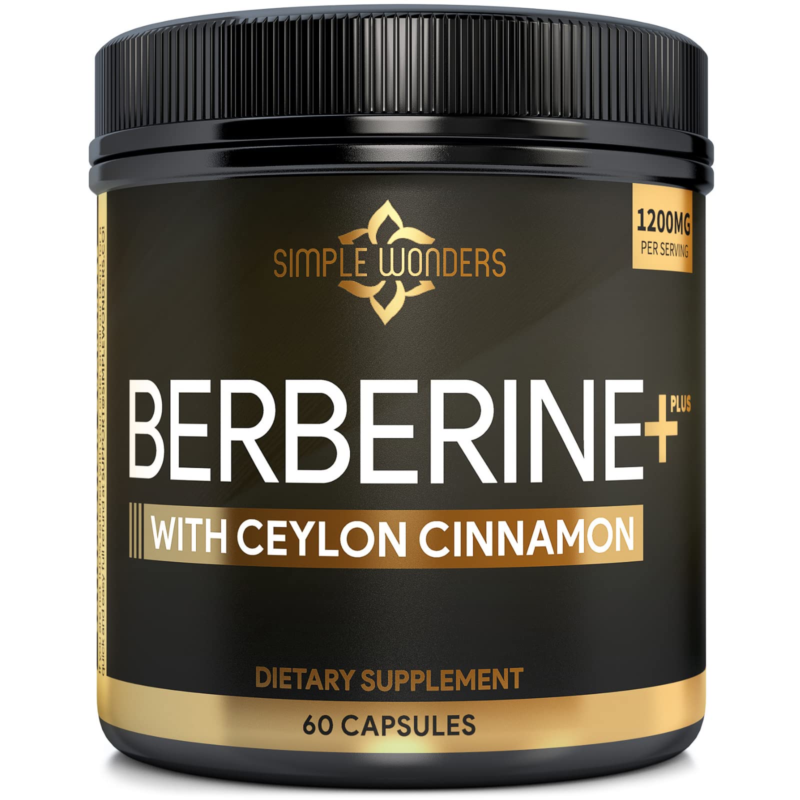 Berberine 1200mg HCL Plus Ceylon Cinnamon Capsules - Metabolic & Immune Support Berberine Supplement, AMPK Metabolic Activator Complex, Cardiovascular Support - Berberine HCL 1200 mg Capsules - Medaid International
