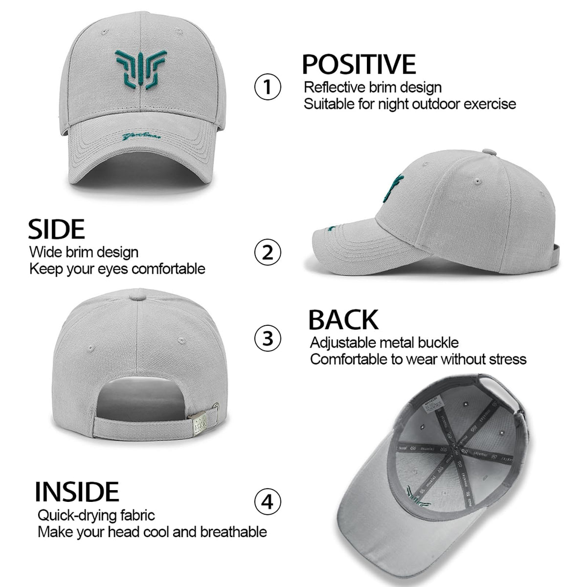 TERRIFI Baseball Cap, Adjustable Buckle Baseball Cap for Men and Women - Embroidered Breathable Summer Sun Hat for Outdoor Sports and Casual Wear