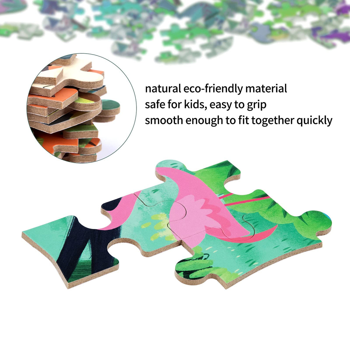 KASTWAVE Flamingo Puzzles for 3 4 5 6 Year Olds, 5-in-1 Dinosaur Jigsaw Puzzles with Iron Box for Storage, Dinosaur Toys Gifts for Boys, Girls, Kids and Children (Astronaut Jigsaw)