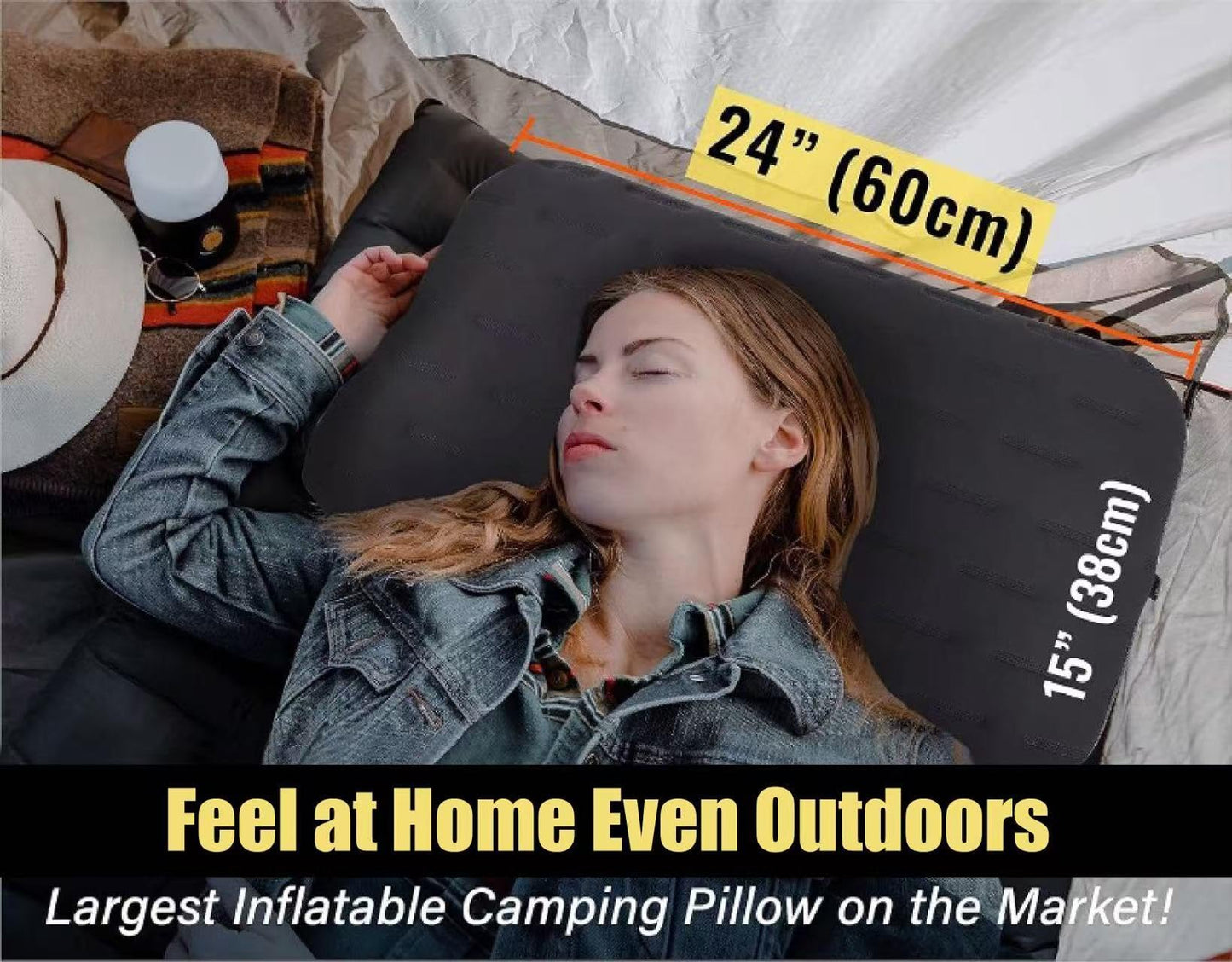 TREKOLOGY Camping Pillow - Large Inflatable (24"x15") for Home-Like Comfort, Portable & Ergonomic, Easy to Clean, Durable & Leak-Proof, Removable Strap for Secure Fit – ALUFT Ultra (Grey) - Medaid International
