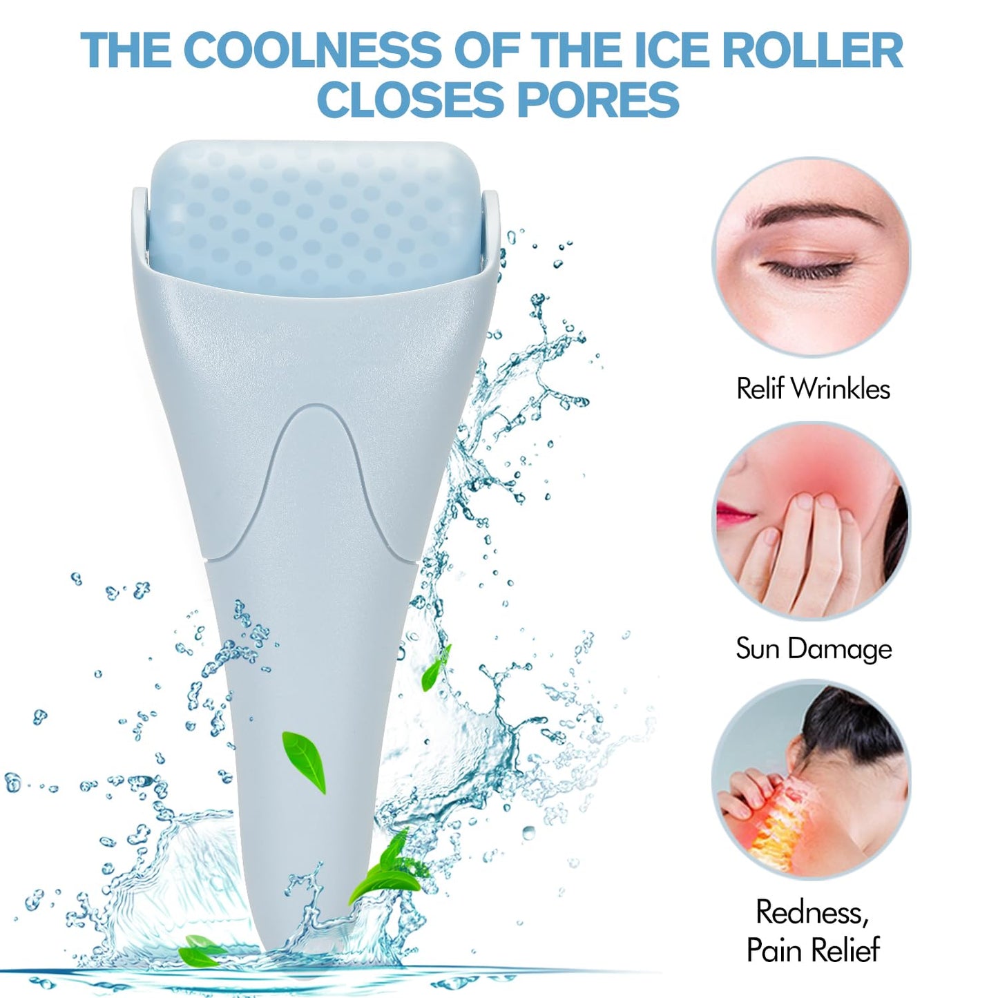 Fronnor Ice Roller for Face,Eyes,Women Gifts Idea,Therapeutic Cooling to Tighten Brighten Complexion and Reduce Wrinkles,Massager Under Eye Puffiness,Migraine and Pain Relidf (Haze Blue) - Medaid International