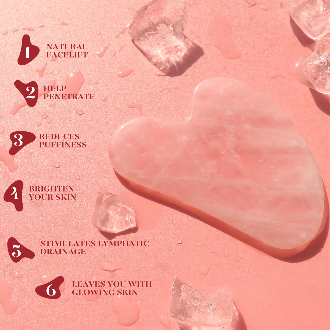BAIMEI Jade Roller & Gua Sha, Face Roller, Facial Beauty Roller Skin Care Tools, Self Care Gift for Men Women, Massager for Face, Eyes, Neck, Relieve Fine Lines and Wrinkles - Rose Quartz - Medaid International