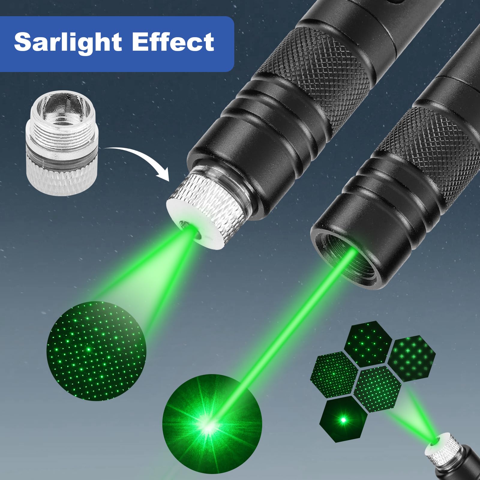 Damflew Green Laser Pointer High Power Pen - Long Range Rechargeable Laser Beam, USB Charging for Hiking, Presentations & Outdoor Use (Professional-Grade Green Light) - Medaid International