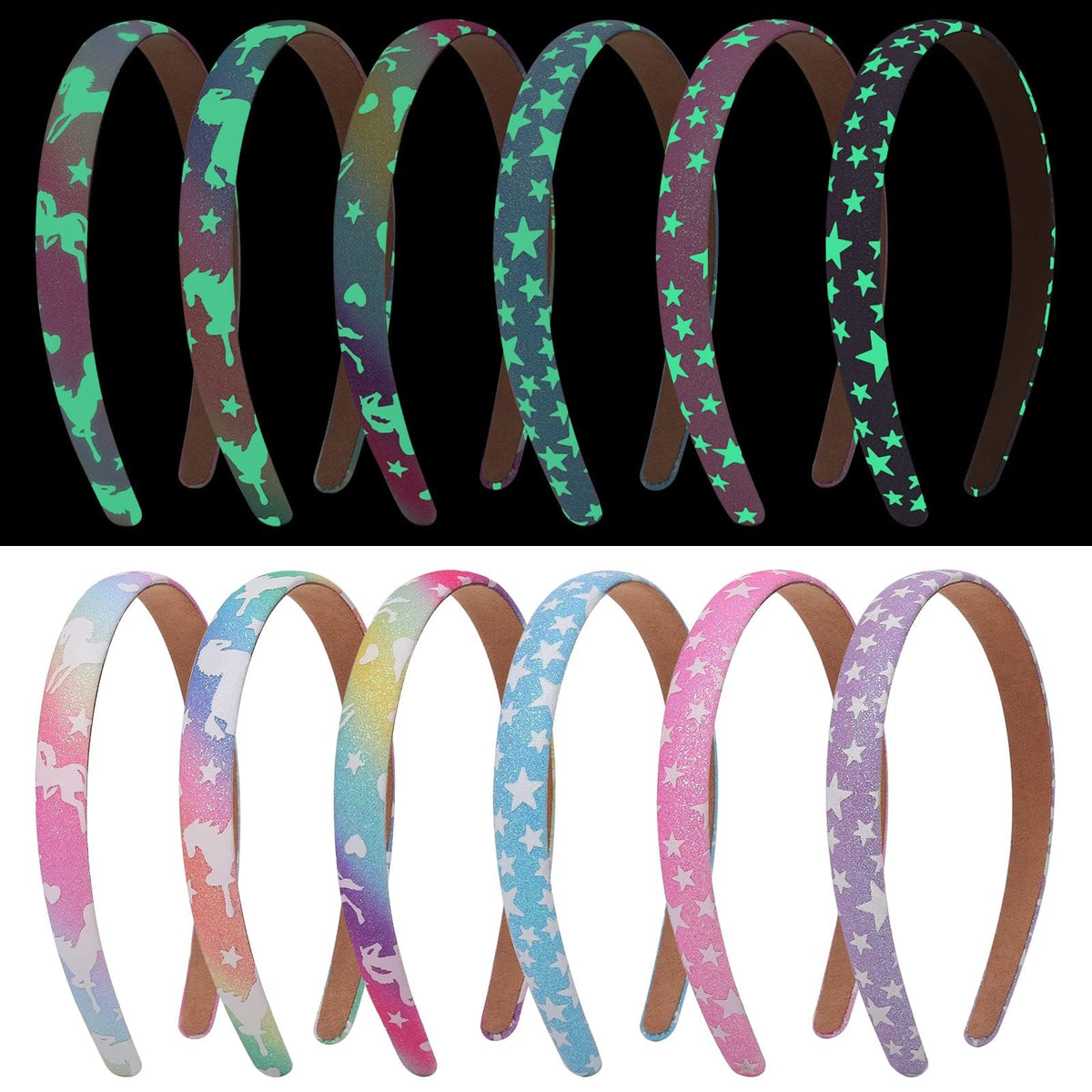 TERRIFI Glitter Unicorn Headband for Girls - Girls Headband for Kids Children No Slip Glitter Hair Bands for Toddler