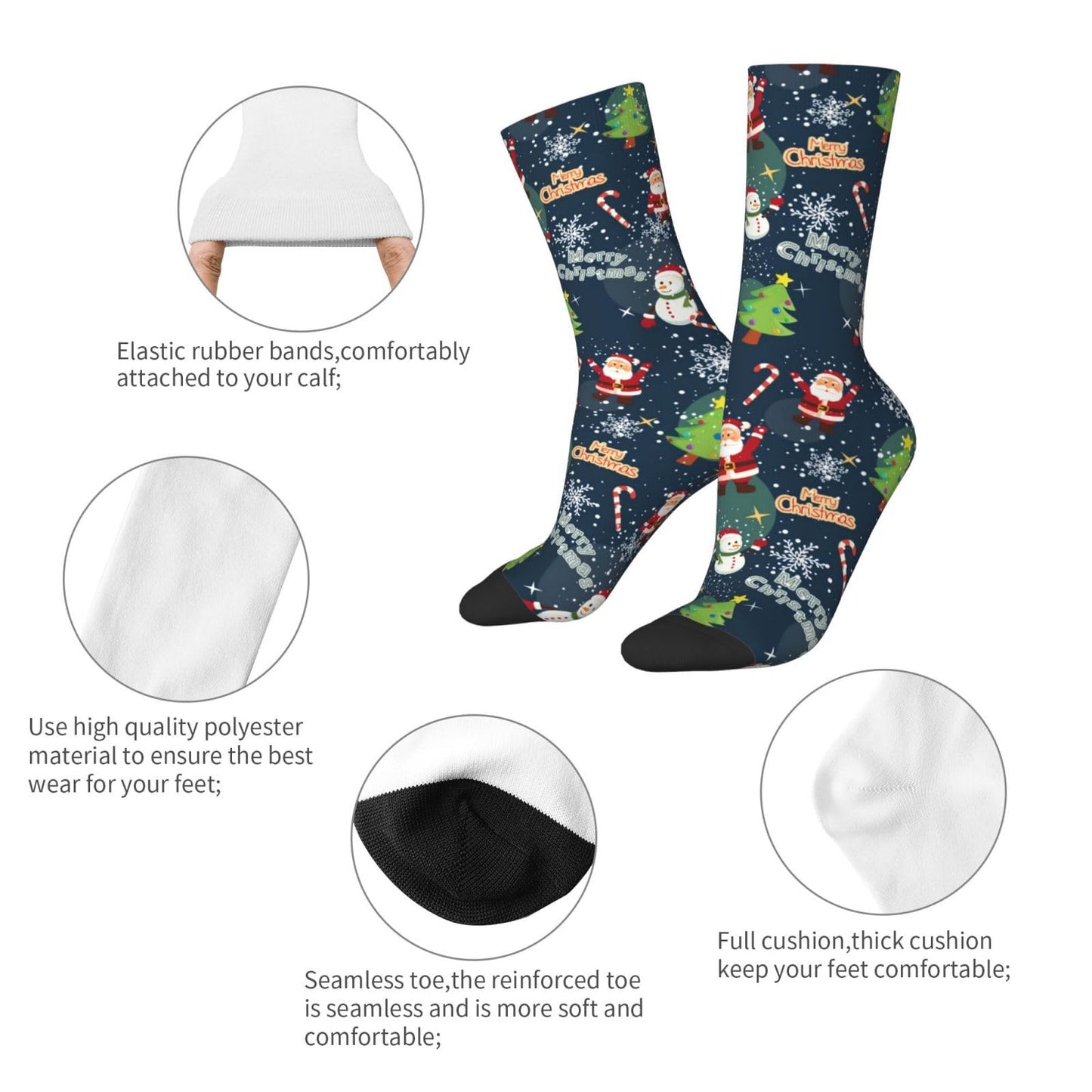 ASYG Christmas Red Snowflakes Socks Xmas Holiday Socks Funny Stockings Socks Gifts New Years Novelty Dress Crew Socks - Medaid International
