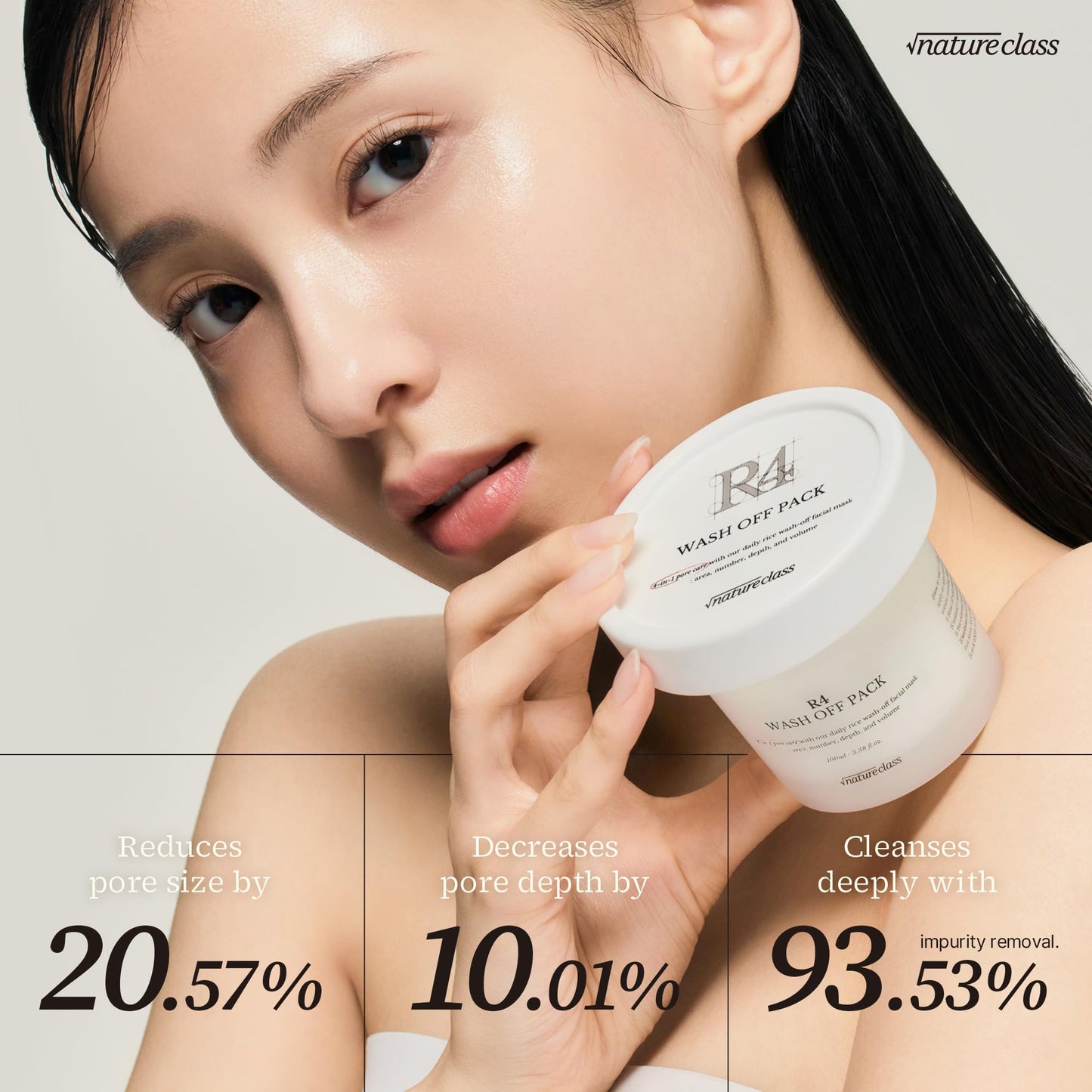 NATURECLASS R4 Rice Wash Off Facial Mask – 4-in-1 Korean Skin Care, Pore Refining, Gentle Exfoliating, Hydrating, Smooth Texture, Rice Ferment & Enzyme, Soft Cream Wash-Off, 3.38 fl oz - Medaid International
