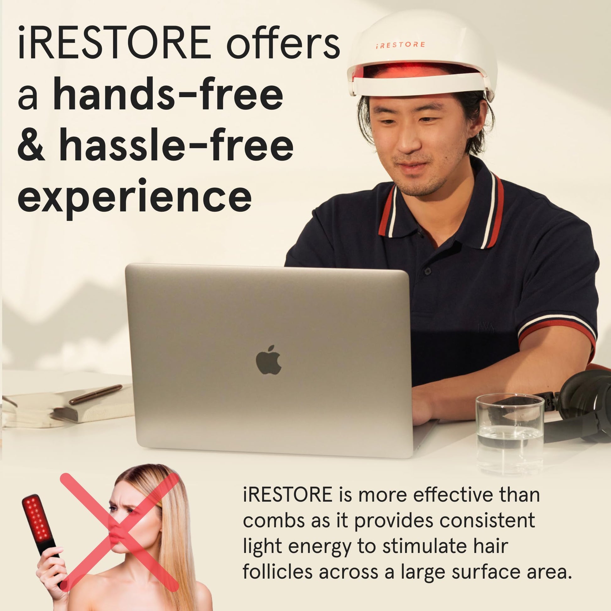 iRestore Essential - Laser Red Light Therapy for Hair Growth - FDA Cleared Hair Loss, Hair Thinning & Alopecia Treatment for Men & Women - Laser Cap for Hair Regrowth Stimulate Denser Fuller Hair - Medaid International