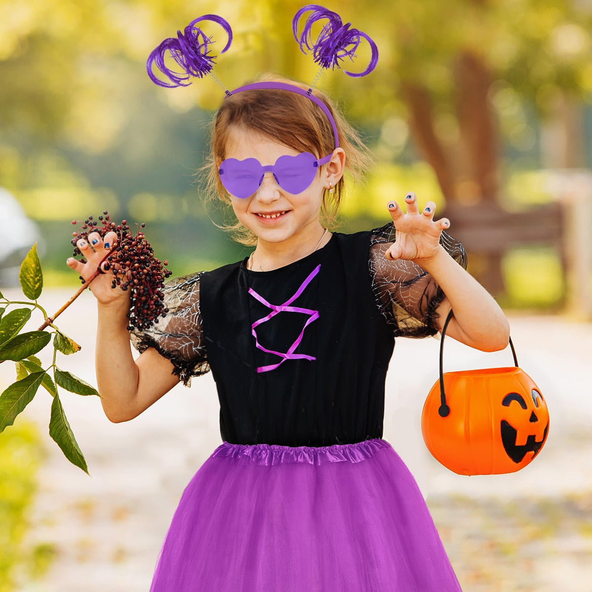 TERRIFI Tutu for Girls 3 Layered Tulle Skirt Set with Heart Glasses Ponytail Headband Fluffy Ballet Dress Up Cosplay for Kids Party