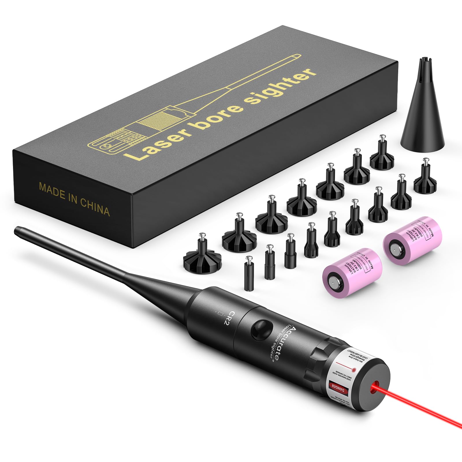 EZshoot Bore Sight Laser Kit Bright Red Laser BoreSighter with Big Button Switch for .17 to 12GA Caliber - Medaid International