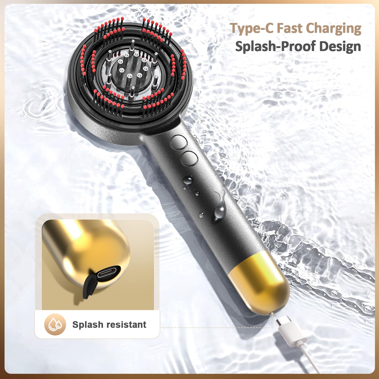 VitalEveRev Hair Oil Applicator with Atomization - 3 in 1 Electric Scalp Massager with Detachable Oil and Atomizing Chambers for Easy Cleaning, Lifting Function for Hair Growth - Medaid International
