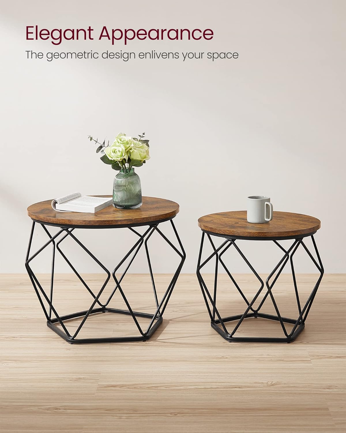 VASAGLE Small Coffee Table Set of 2