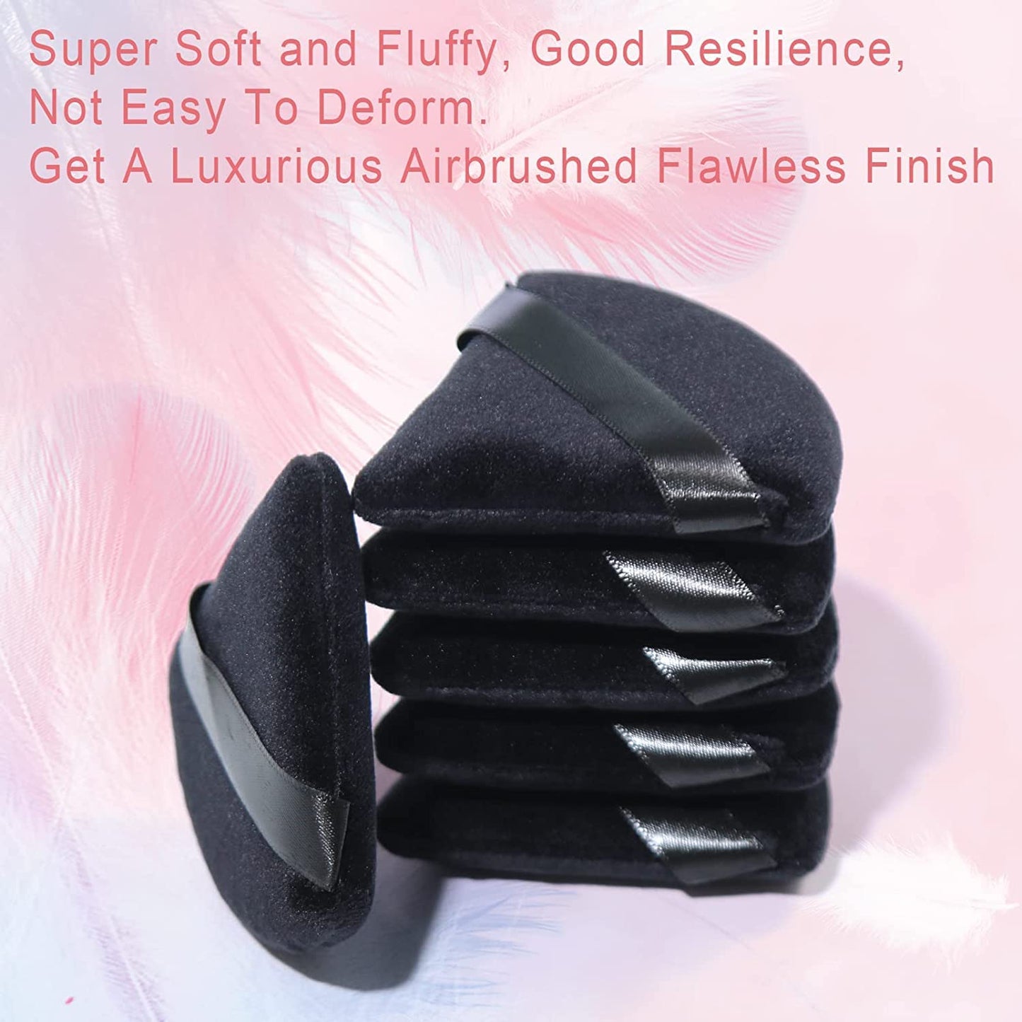 2 Pcs EVAOUXIU Triangle Powder Puff for Face Powder, Soft Plush Setting Powder Puff, Velour Cosmetic Foundation Blender Sponge Beauty Makeup Tools (Black) - Medaid International