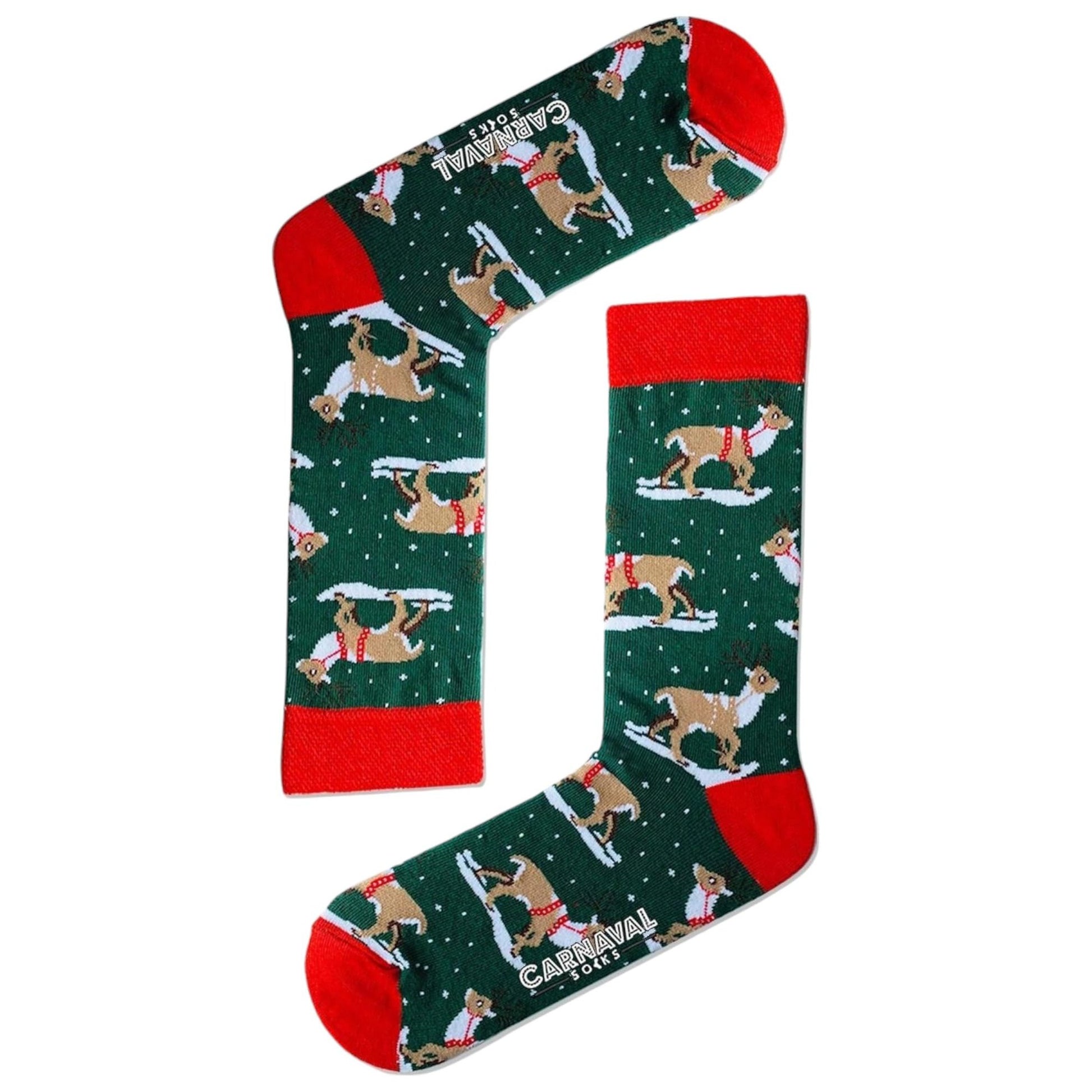 CARNAVAL SOCKS THE PARTY HAS BEGUN Women's & Men's Christmas Novelty Socks, Multicolor Cartoon Crew Length, 2 Count, Adults, Christmas Lovers, Novelty Socks Enthusiasts - Medaid International